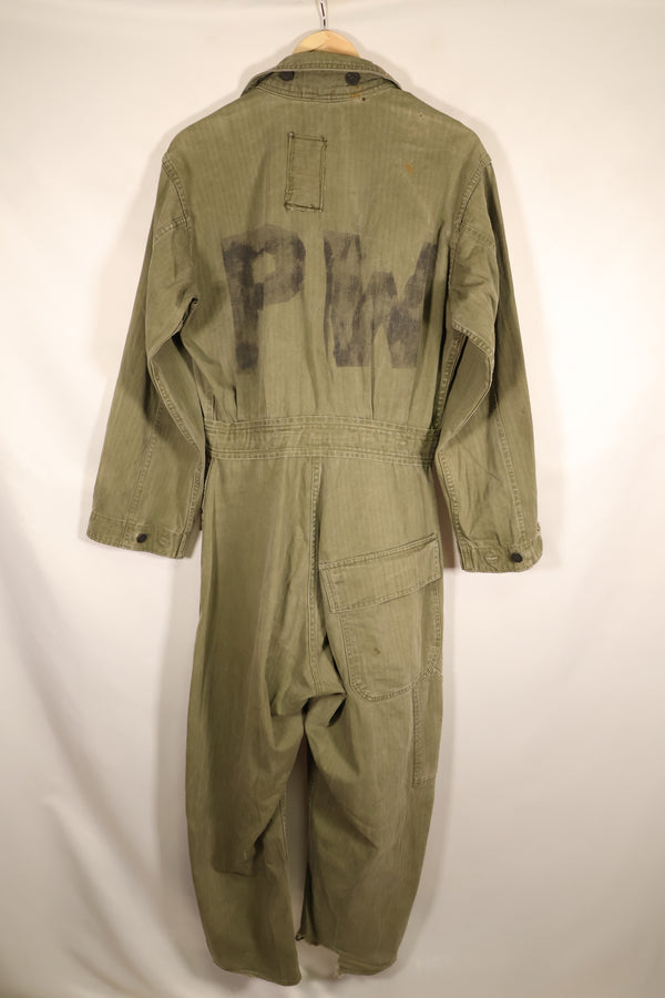 1940s, 36R, U.S. Army Combat Coveralls, PW (Prisoner of War) item, faded, used