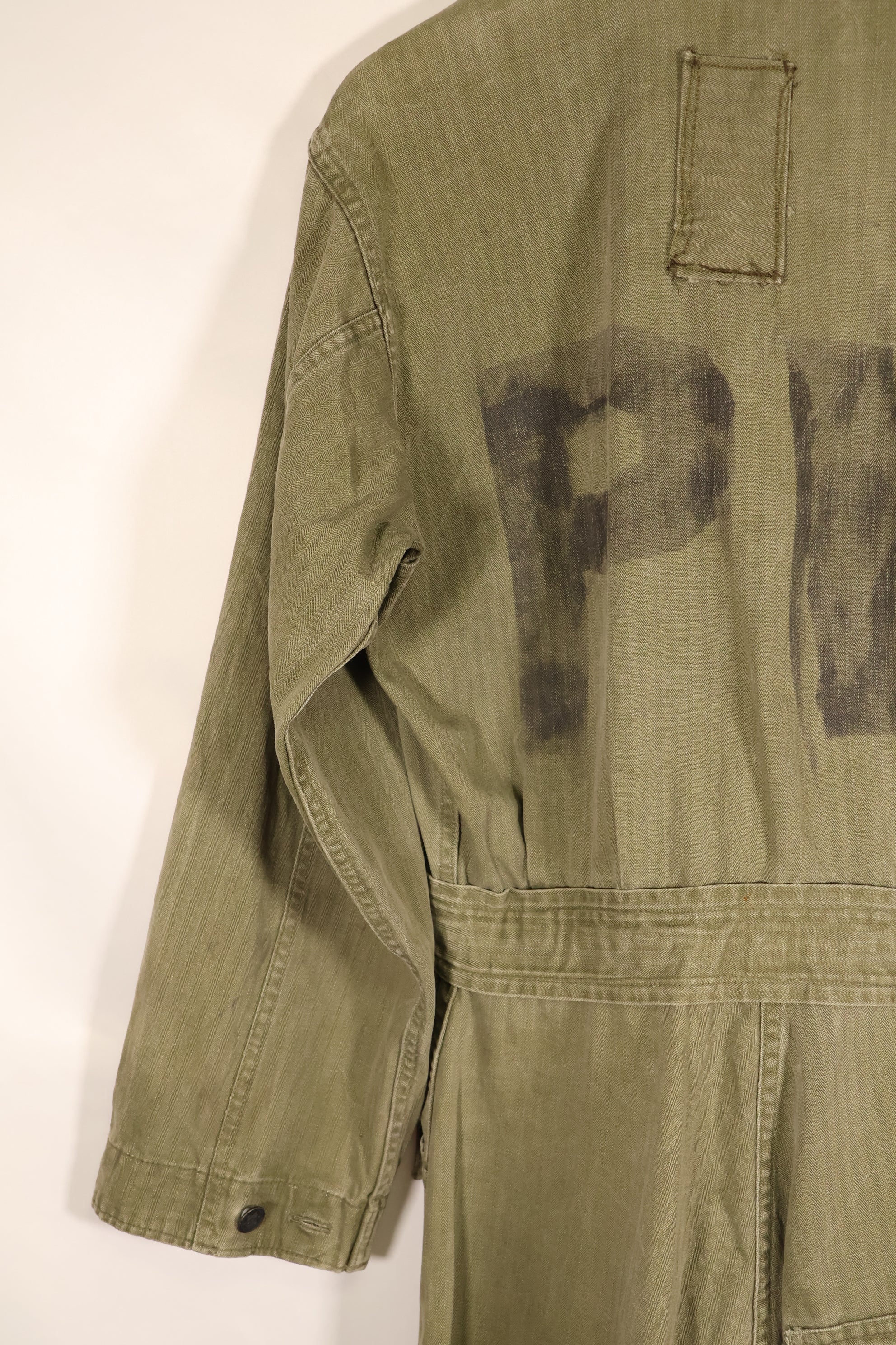 1940s, 36R, U.S. Army Combat Coveralls, PW (Prisoner of War) item, faded, used