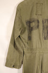 1940s, 36R, U.S. Army Combat Coveralls, PW (Prisoner of War) item, faded, used