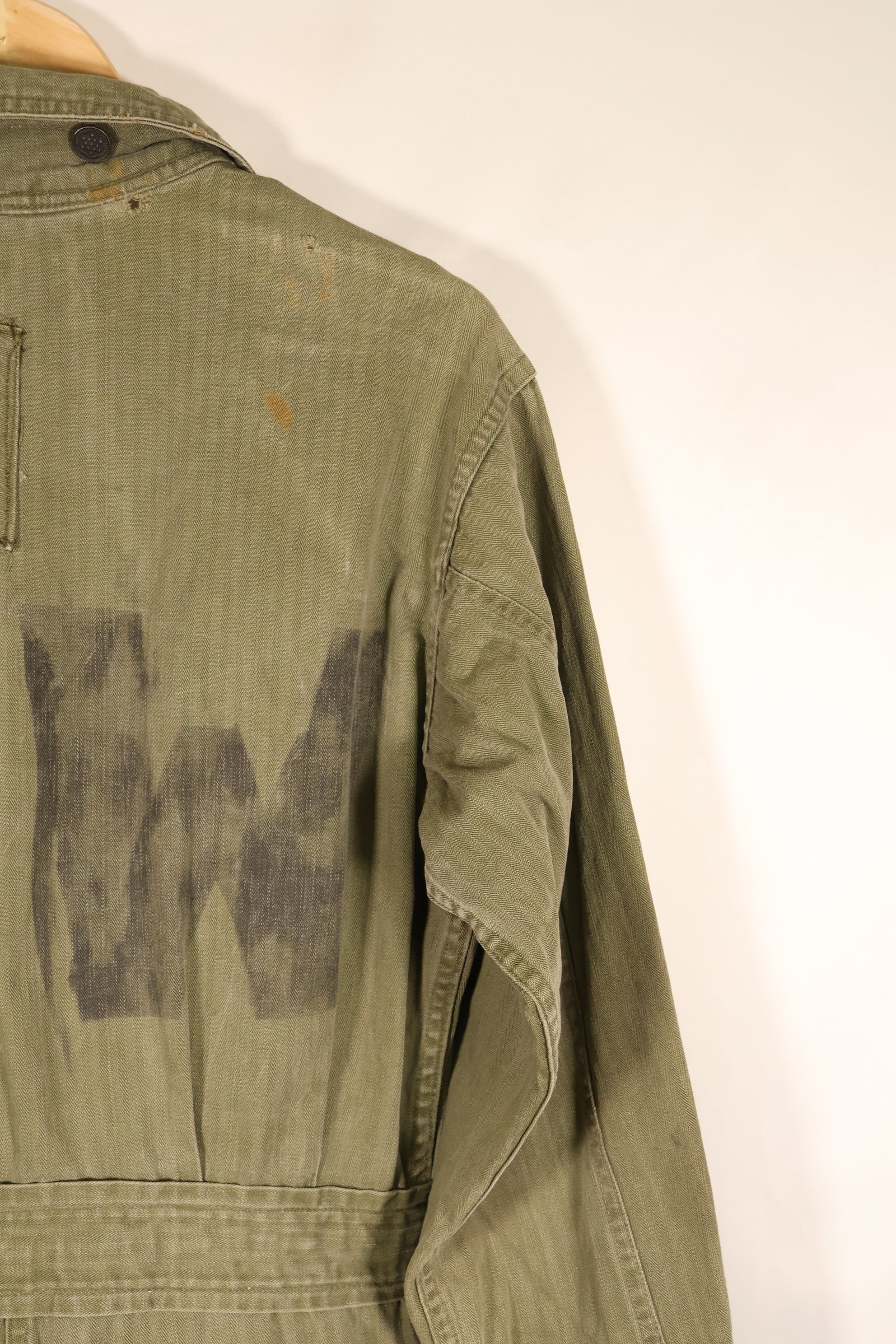 1940s, 36R, U.S. Army Combat Coveralls, PW (Prisoner of War) item, faded, used