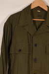 Real 1940s U.S. Army HBT OD utility jacket, no size tag, good condition.