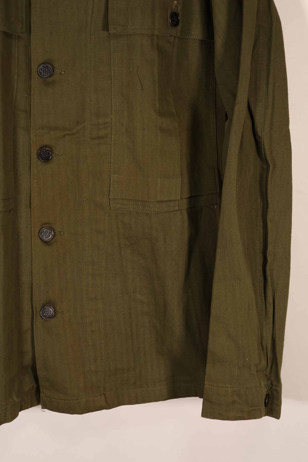 Real 1940s U.S. Army HBT OD utility jacket, no size tag, good condition.