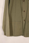 Real 1940s U.S. Marine Corps USMC M41 HBT utility jacket, faded, stained.