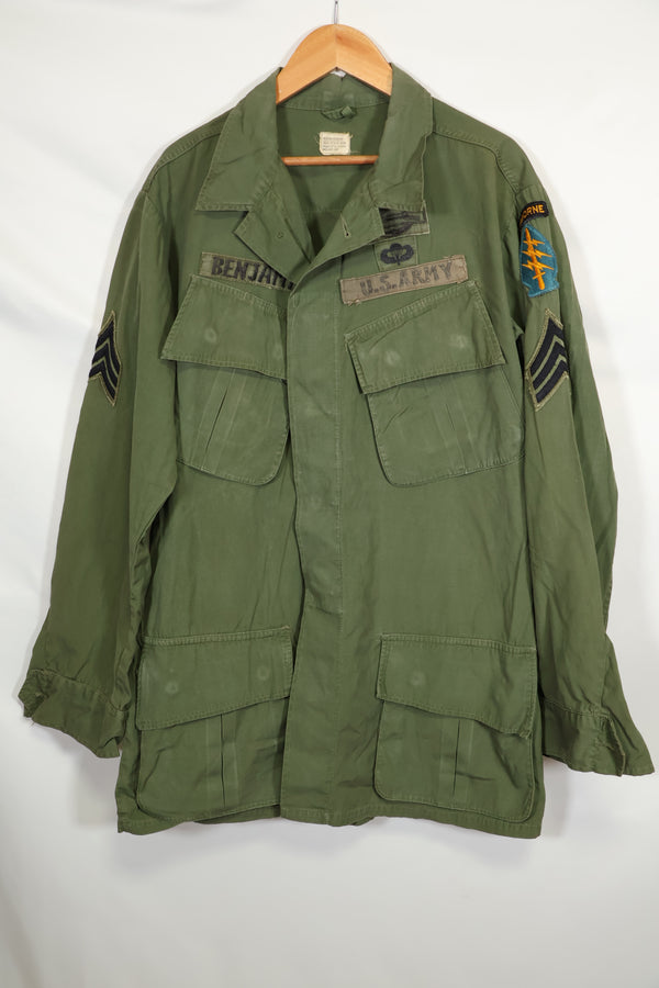 1967 3rd Model Jungle Fatigue Jacket, ex Green Beret, used.