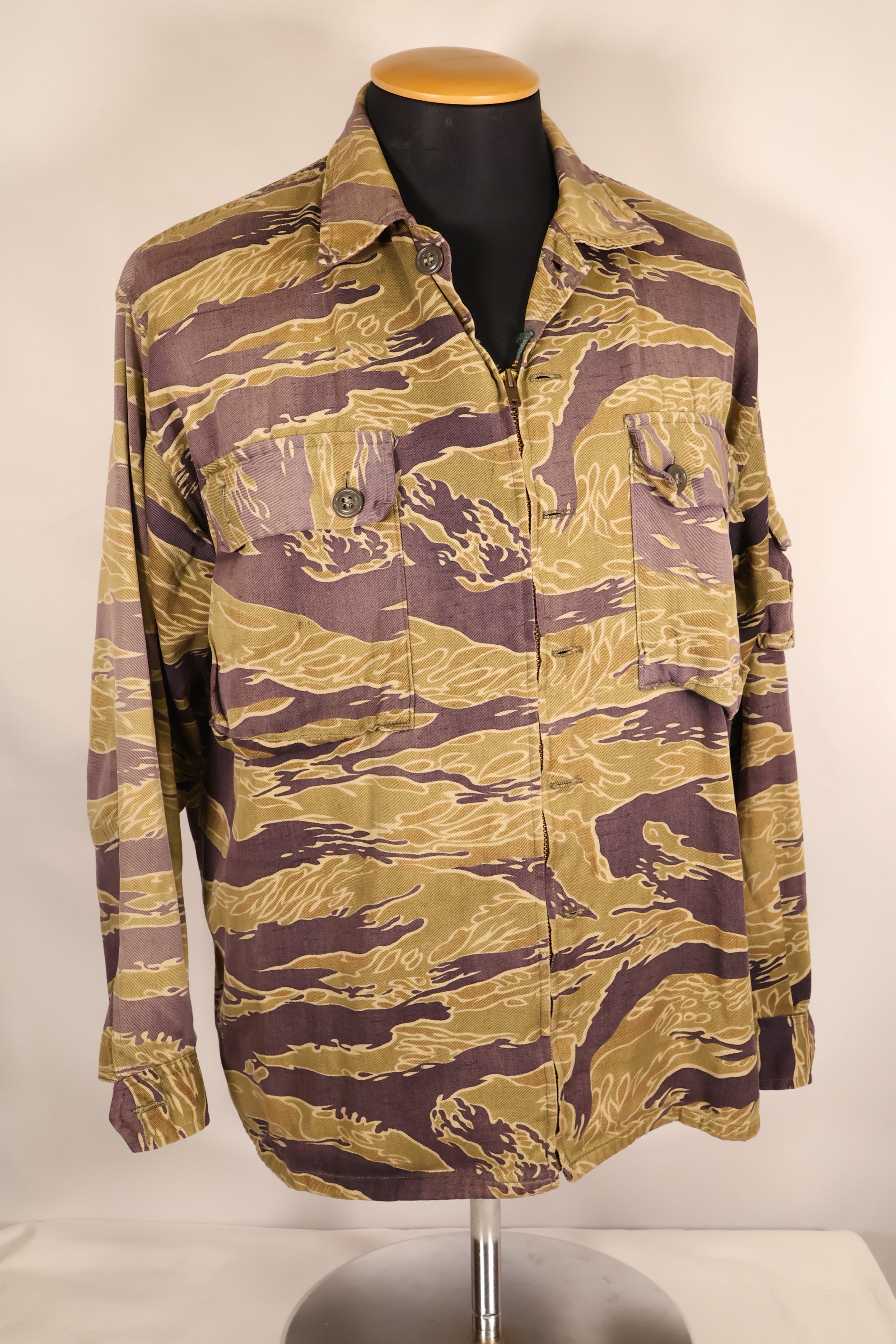 Late 1960s—Worn by a former MIKE FORCE advisor—Gold Tiger US-M shirt with modified zipper