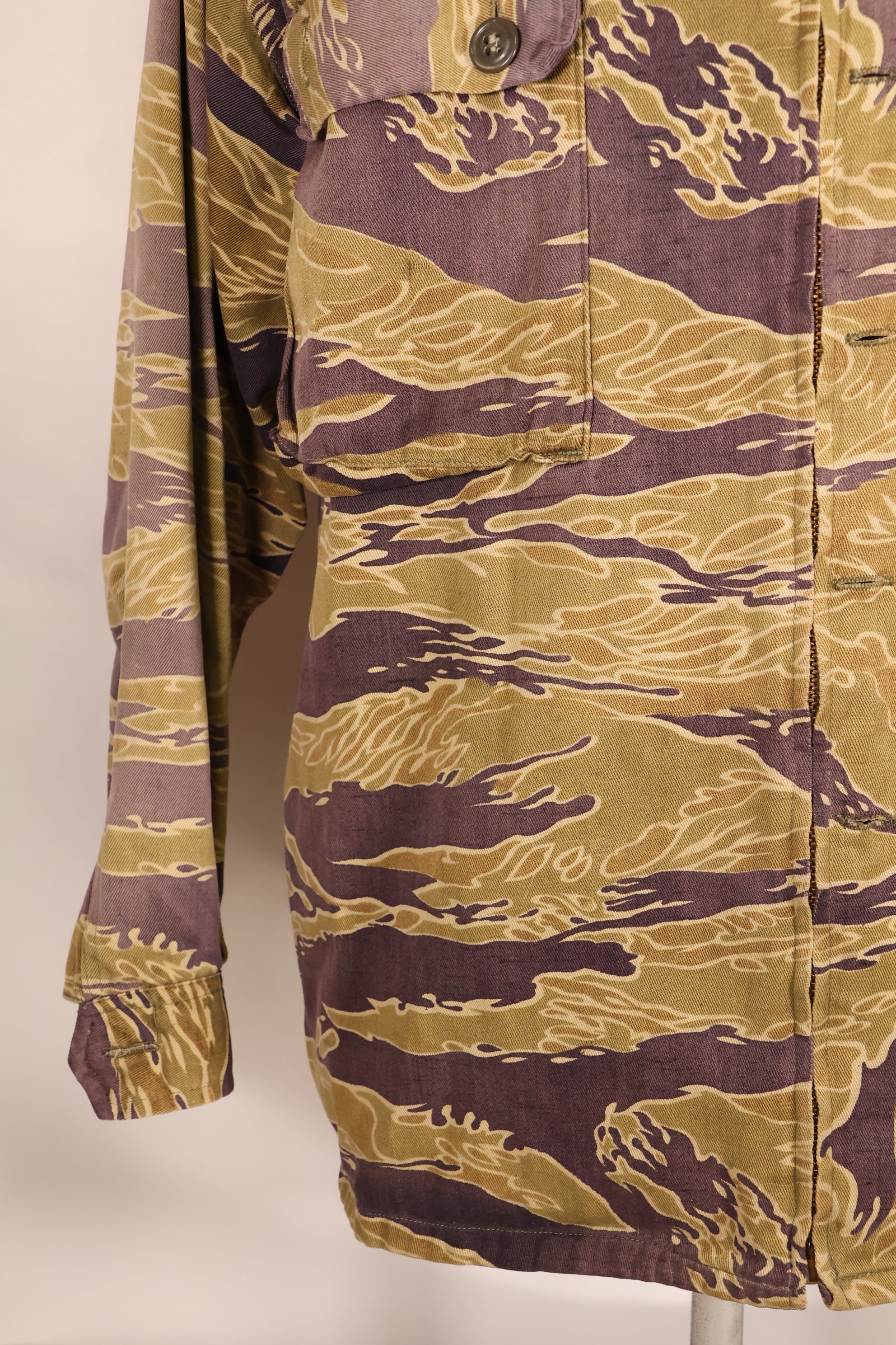 Late 1960s—Worn by a former MIKE FORCE advisor—Gold Tiger US-M shirt with modified zipper