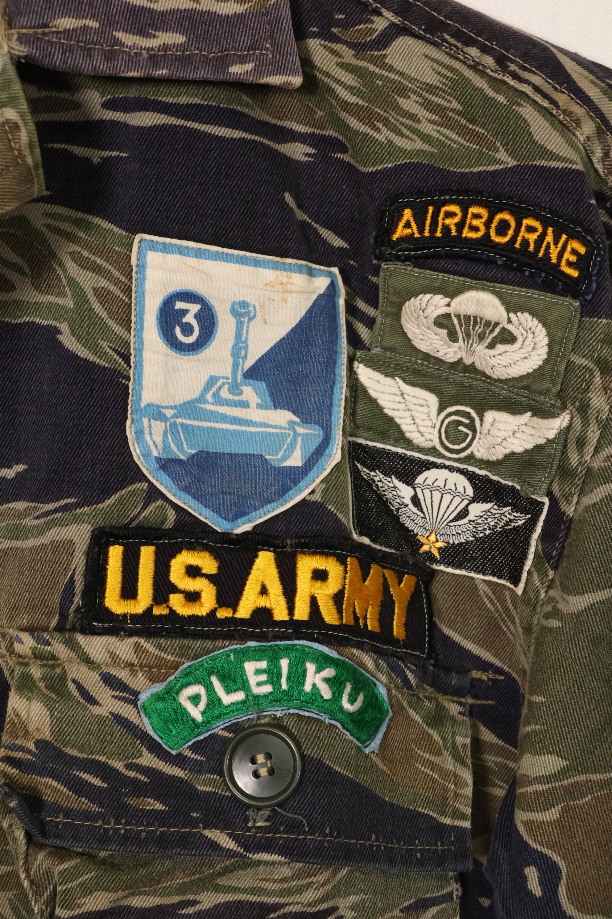 1960's Silver Tiger A-S Tiger Stripe Shirt with ARVN Patch Used
