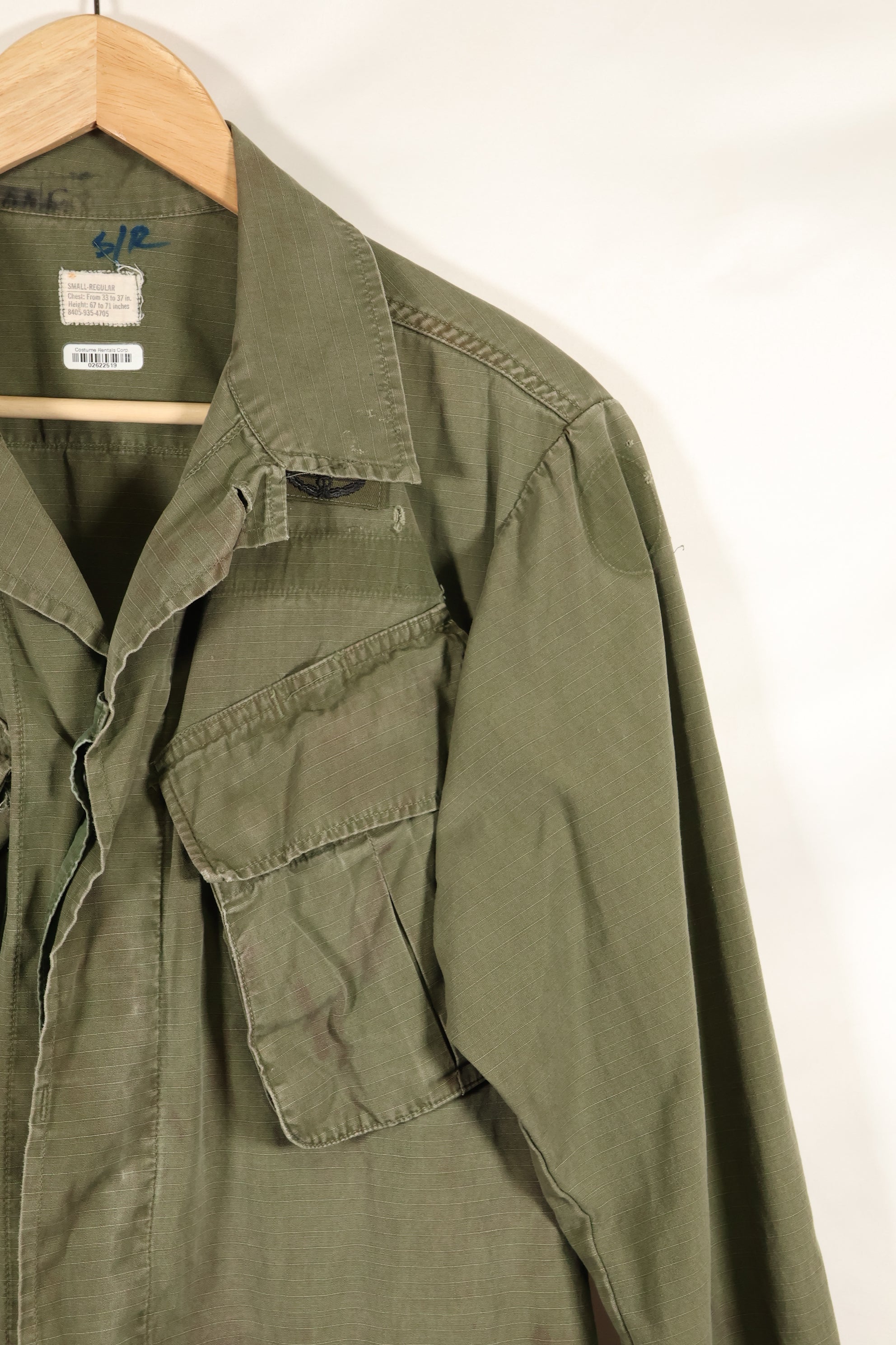 1969 Contract SMALL-REGULAR 4th Model Jungle Fatigue Jacket Used Film Company Release C