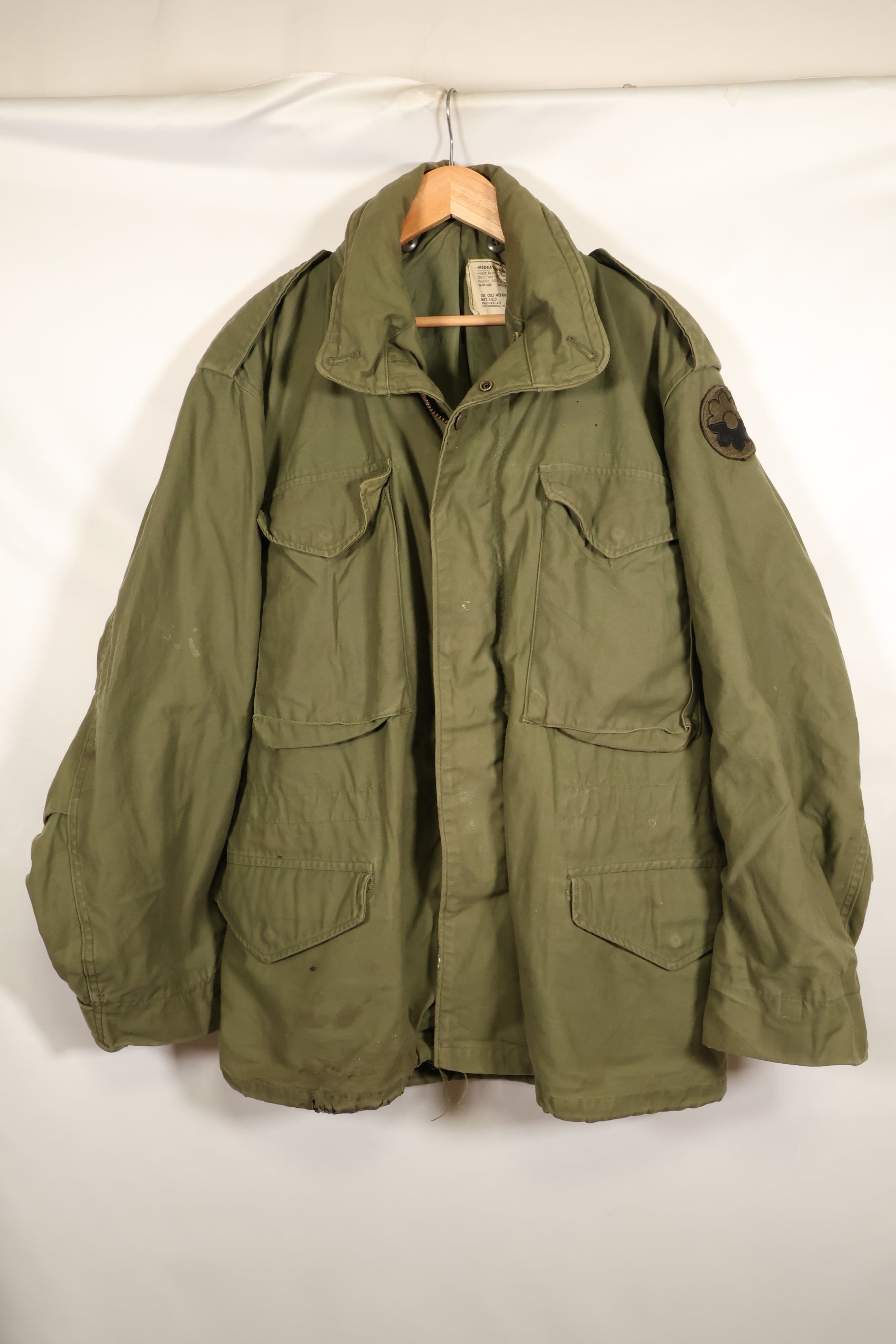 1974 Contract M-S M65 Field Jacket, 3rd Model, Used, Faded, With Patches