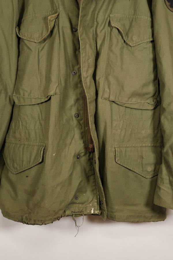 1974 Contract M-S M65 Field Jacket, 3rd Model, Used, Faded, With Patches