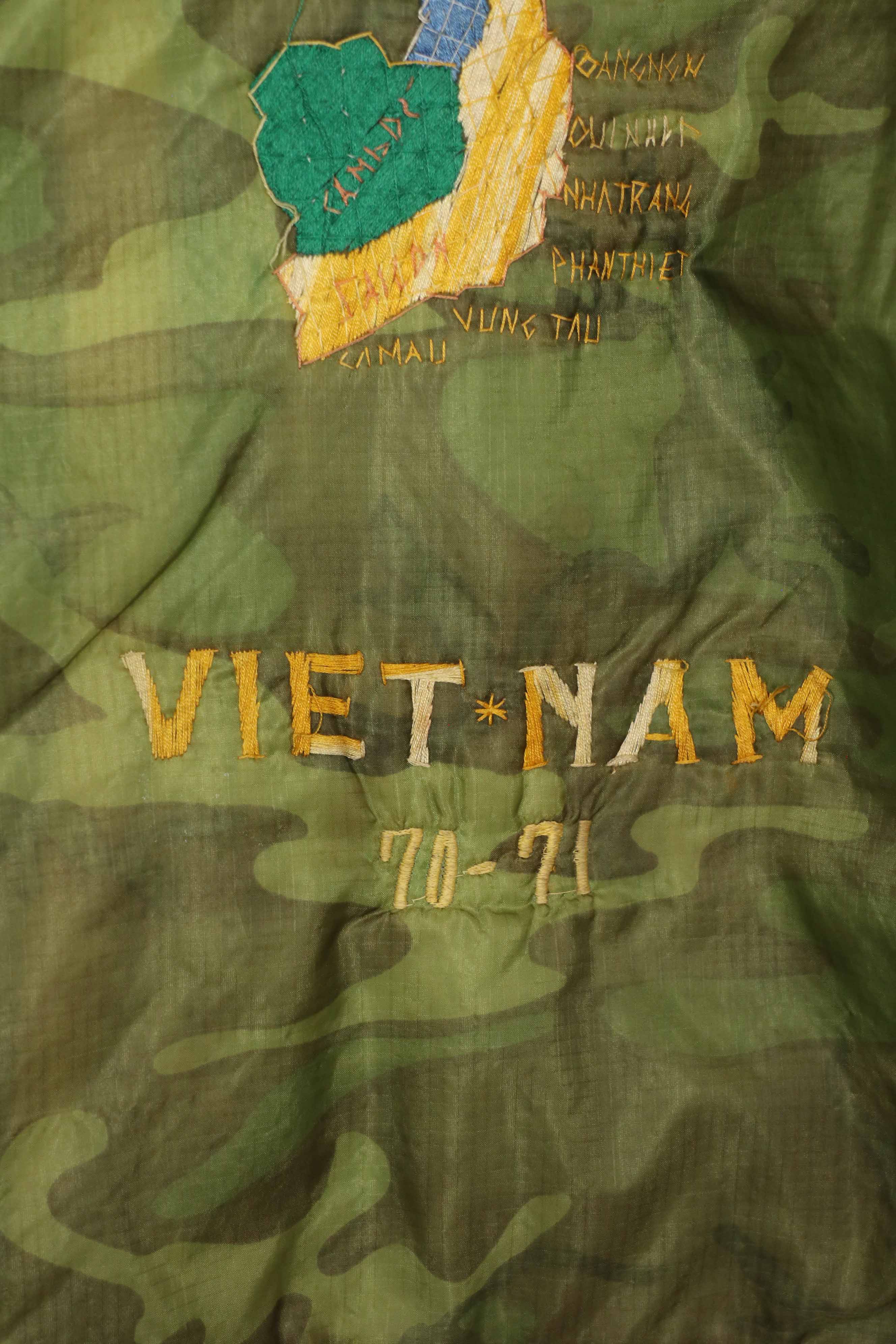 Real U.S. Army Poncho Liner Tour Jacket 1970-1971 TAY NINH CU CHI