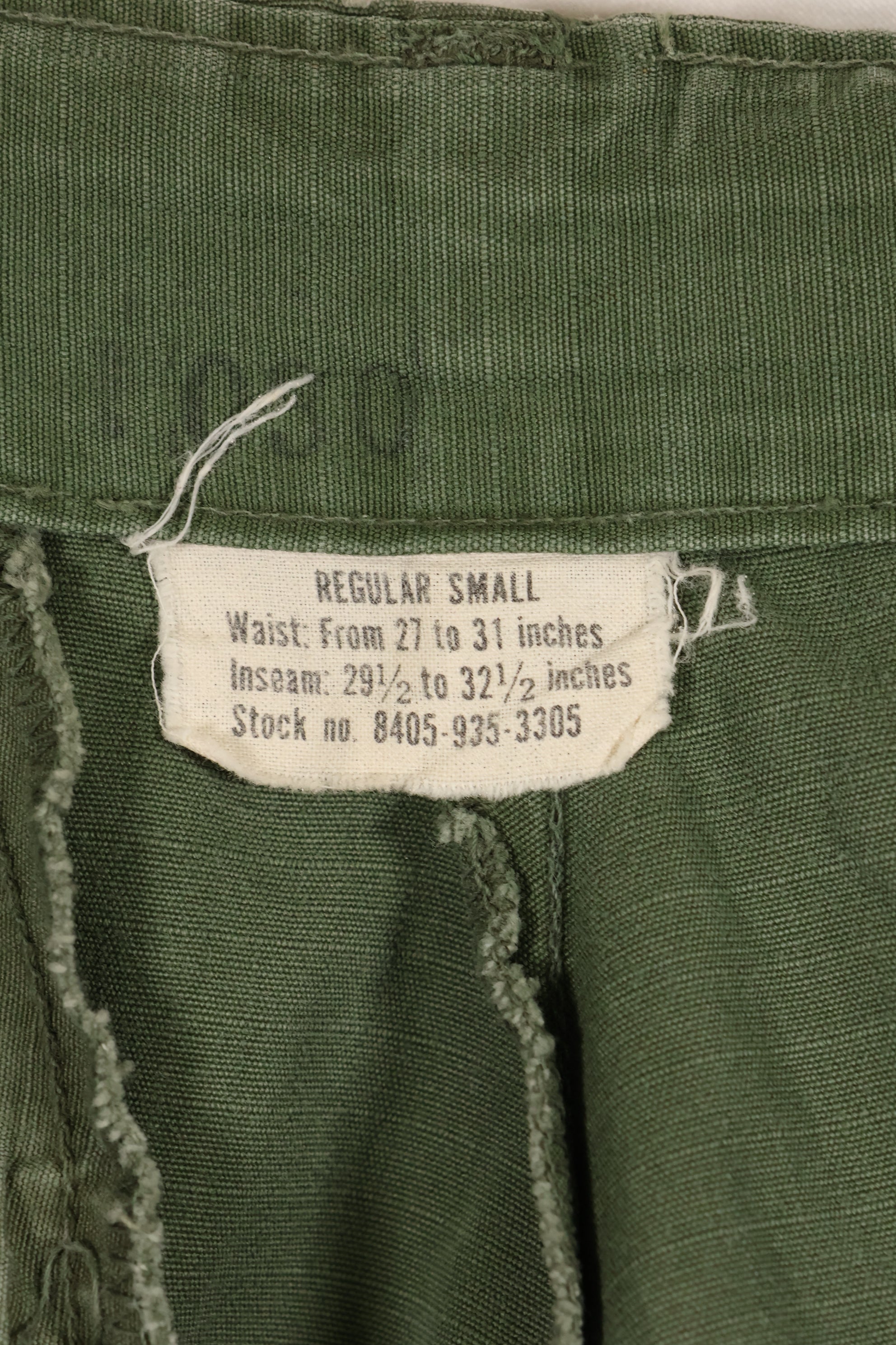 Circa 1968 S-R Size 4th Model Jungle Fatigue Pants, Used, Released by Film Company