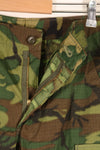 1969 Contract, S-R, Virtually Unused, ERDL Green Leaf Camo Fatigue Pants, Zipper Damaged