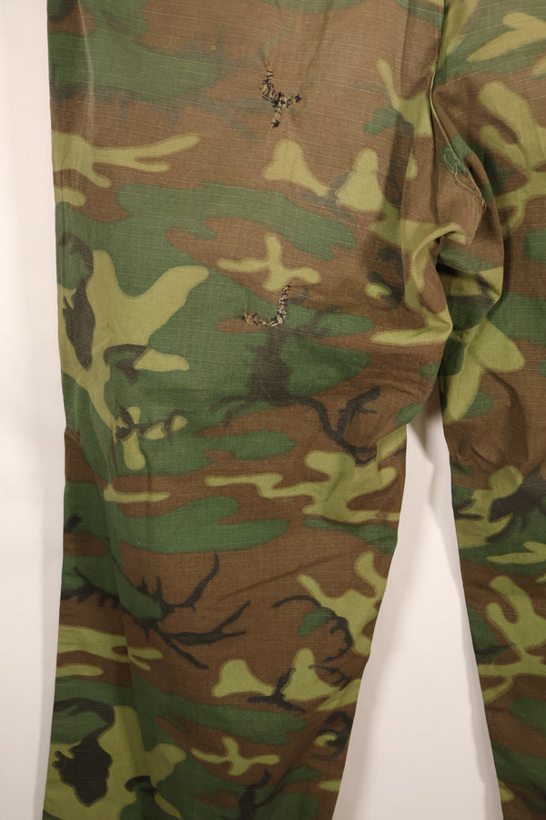 Late 1960s; Estimated size 36–38; ERDL Green Leaf Camo; OG-107 pant cut; utility pants; used