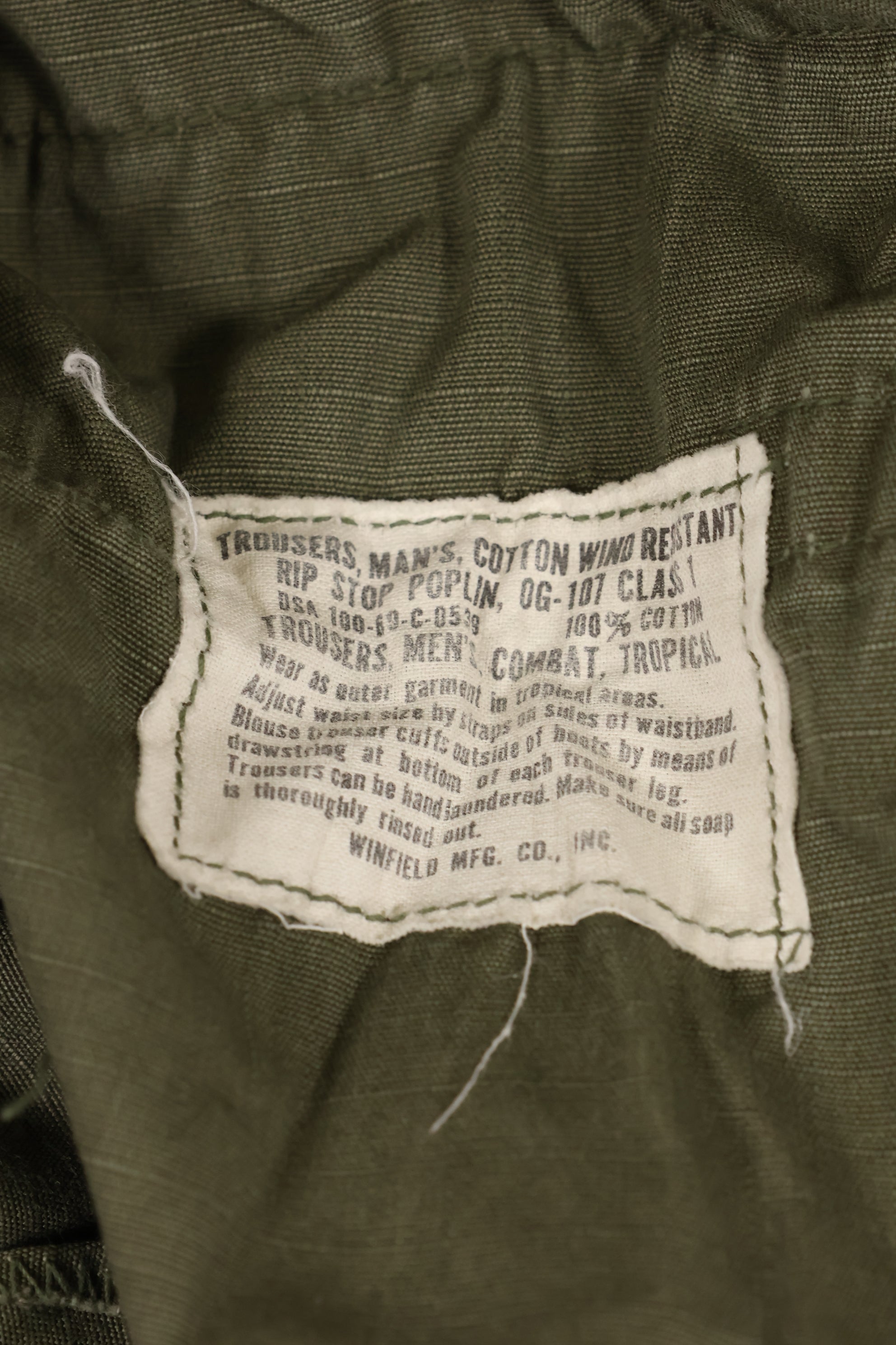 Circa 1969 S-R Size 4th Model Jungle Fatigue Pants, used, film company release B