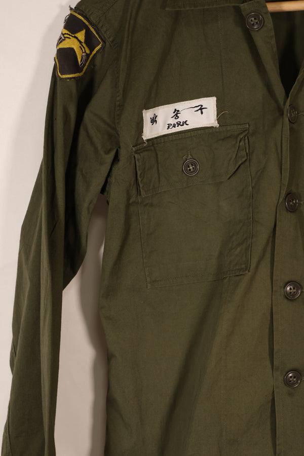 Real Korean Military Police Poplin Shirt, used, directly embroidered, patch retrofitted.