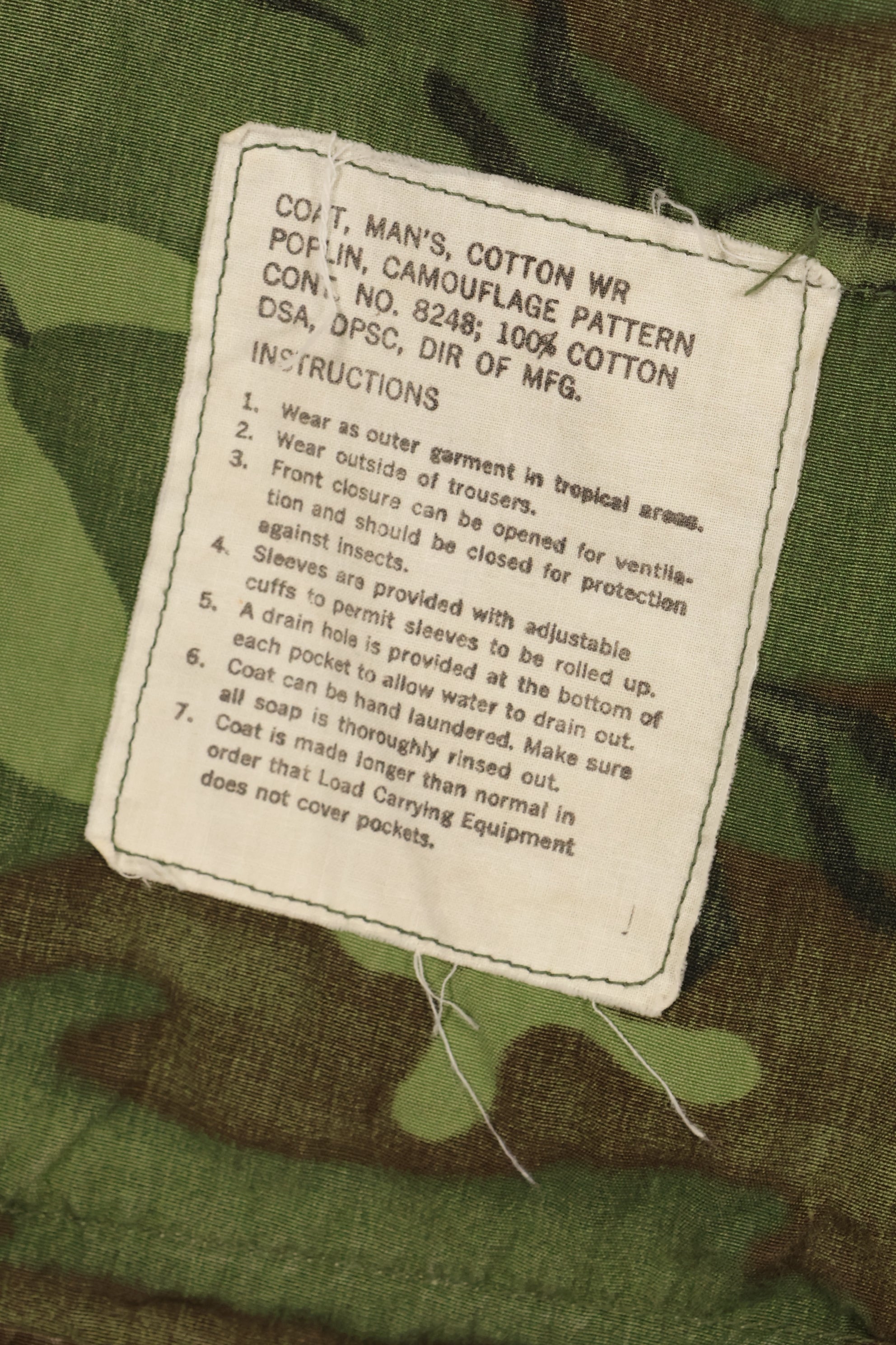 Circa 1966–67 | S-S | ERDL camouflage | Non-ripstop fabric | Early print | Minimal fading | Used