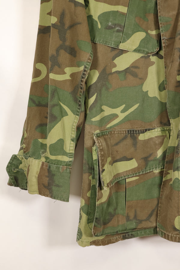 Contract circa 1967, size tag missing, early print, USMC non-rip ERDL jungle fatigues jacket, used