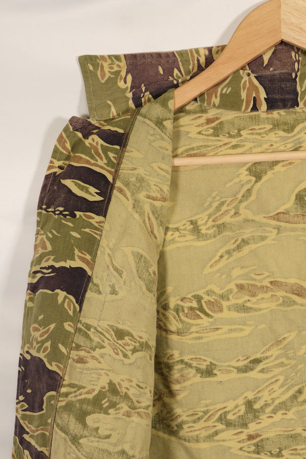 Real Late War Pattern US Size Tiger Stripe Shirt with Pocket Modification Used