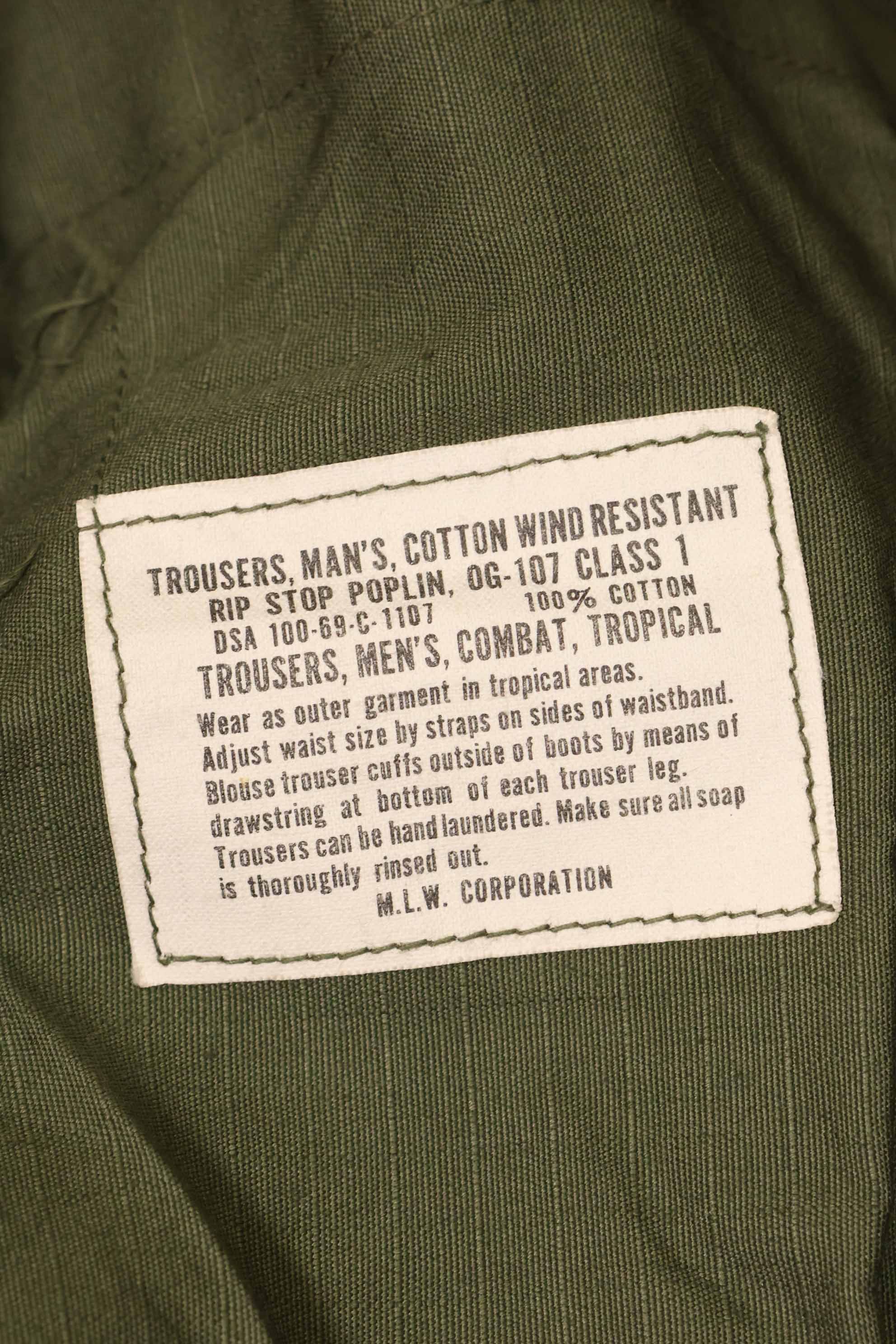 1969 Contract 4th Model Ripstop Jungle Fatigue Pants L-R Used
