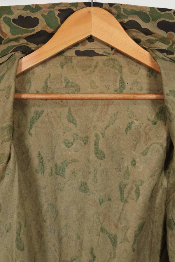 1980's Korean Army Frogskin Camouflage HBT Shirt Used D