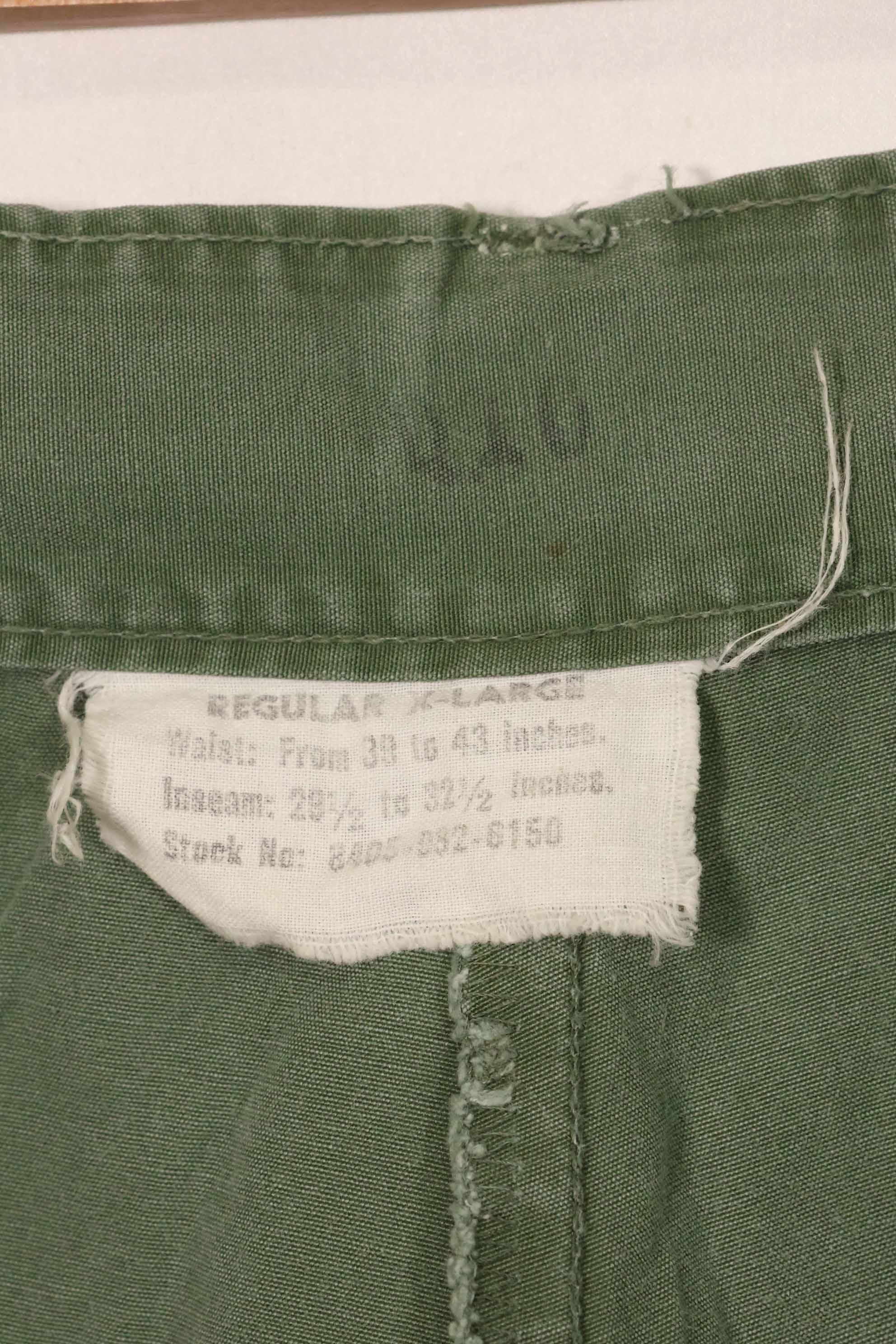 1967 Contract 3rd Model Non Ripstop Jungle Fatigue Pants X-L-R Used