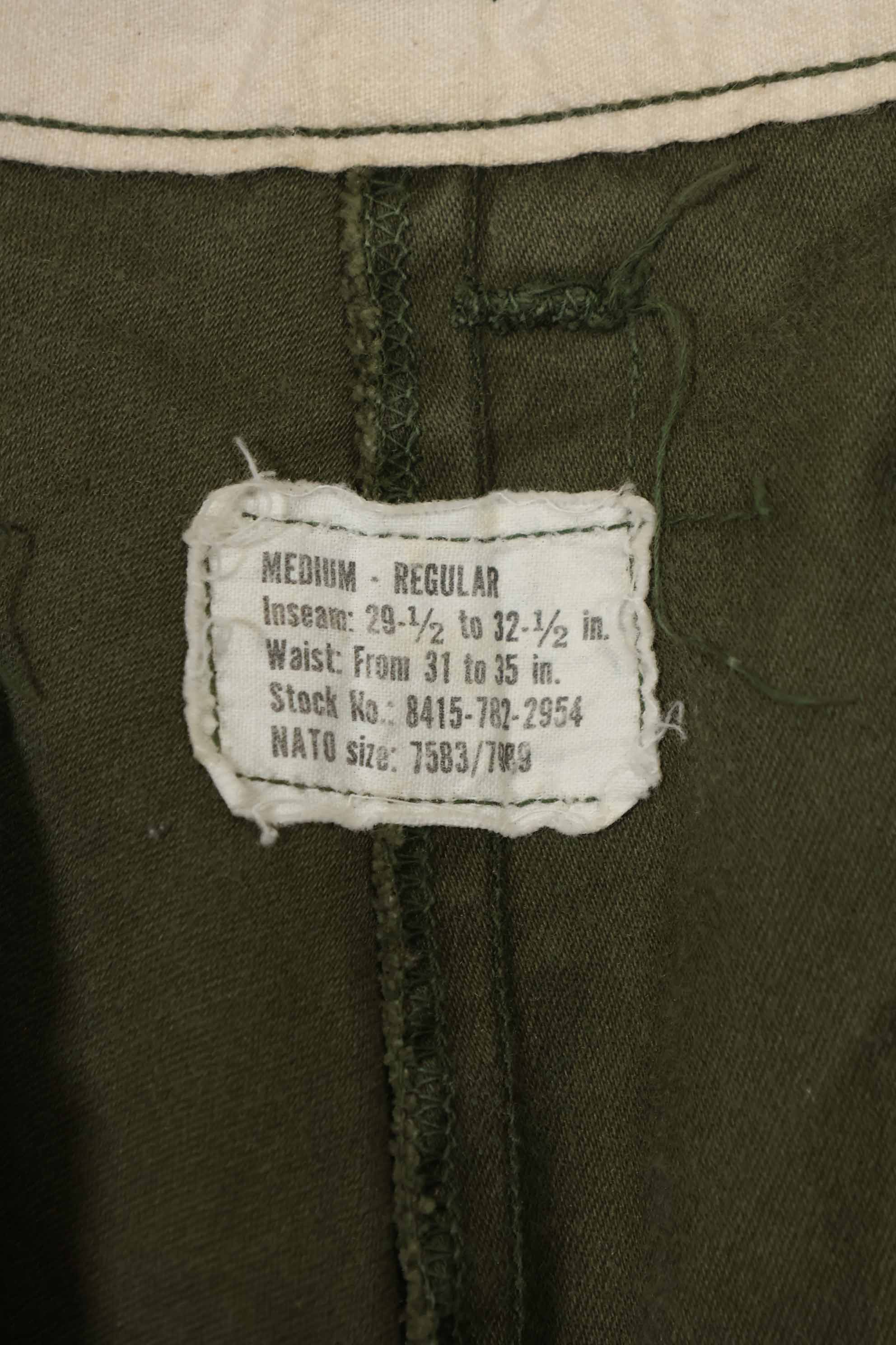 1974 U.S. Army M65 Cotton Field Pants M-R Used