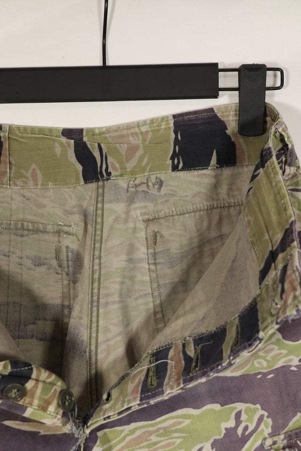 Real heavyweight fabric late war pattern tiger stripe pants, used.