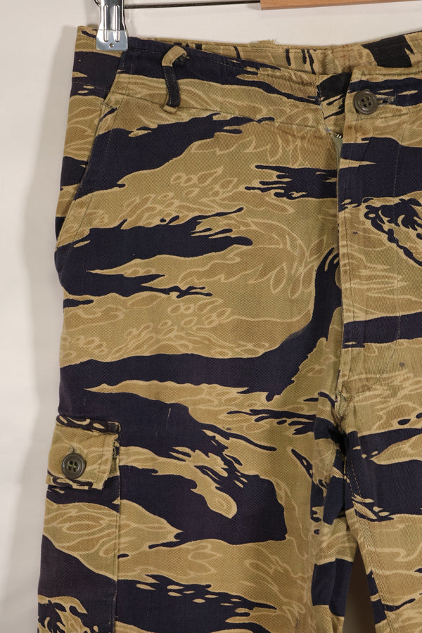 Late 1960s Gold Tiger Stripe Pants US Cut US-M Modified Faded Used
