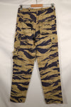 Late 1960s Gold Tiger Stripe Pants US Cut US-M Modified Faded Used