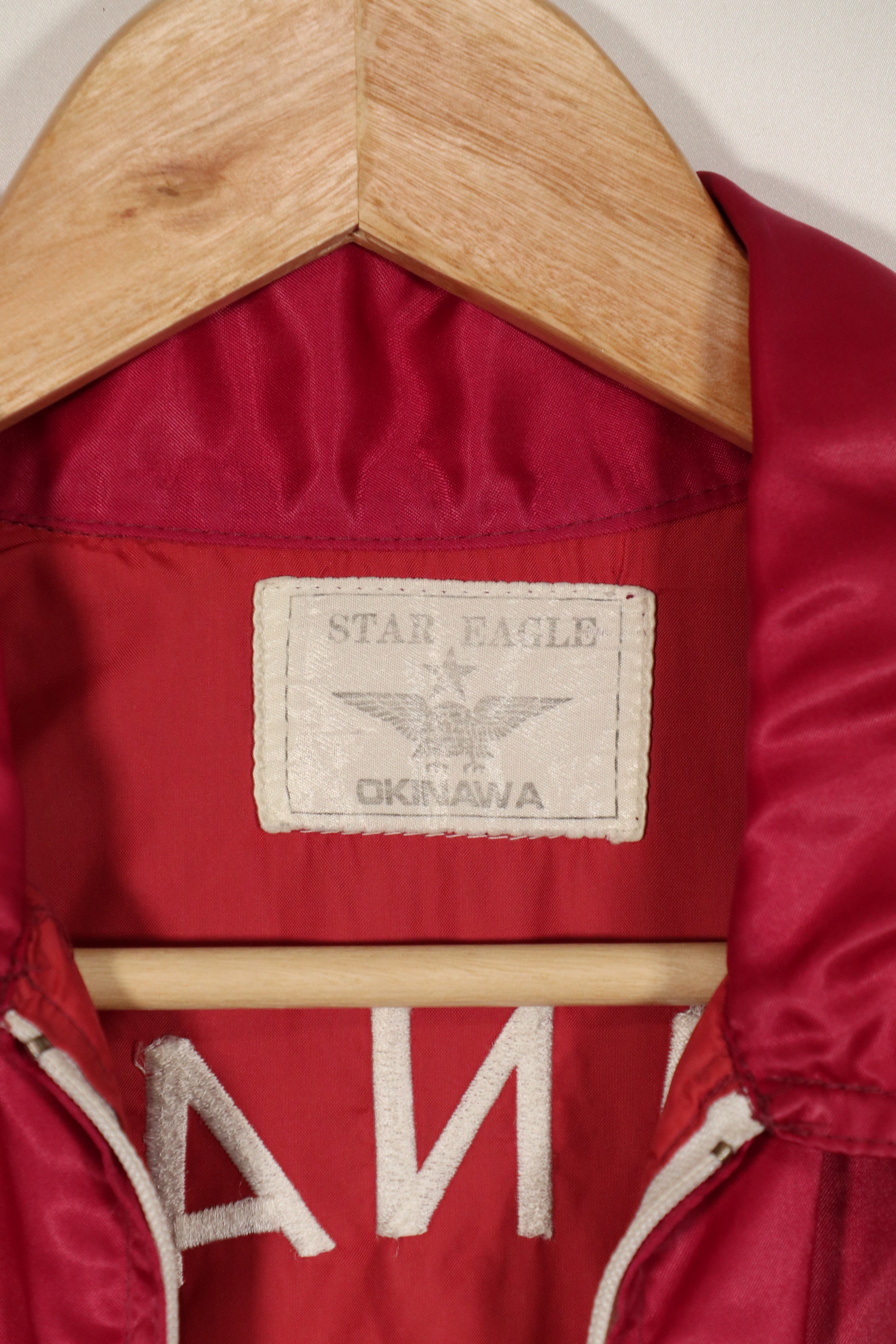 1980's Okinawa Souvenir Jacket, hand embroidered, zipper damaged.
