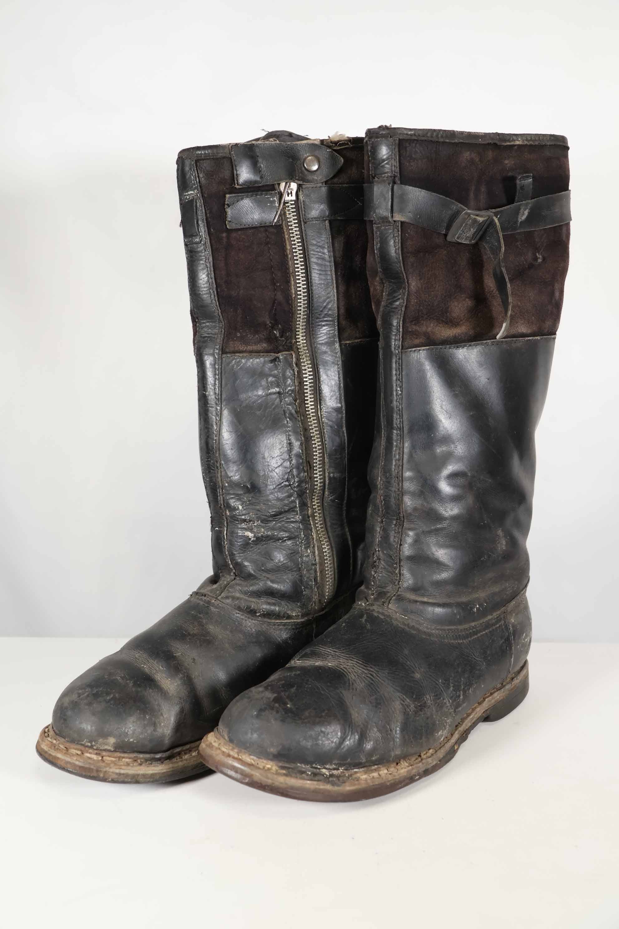 1940s German Air Force Luftwaffe black pilot boots, used.