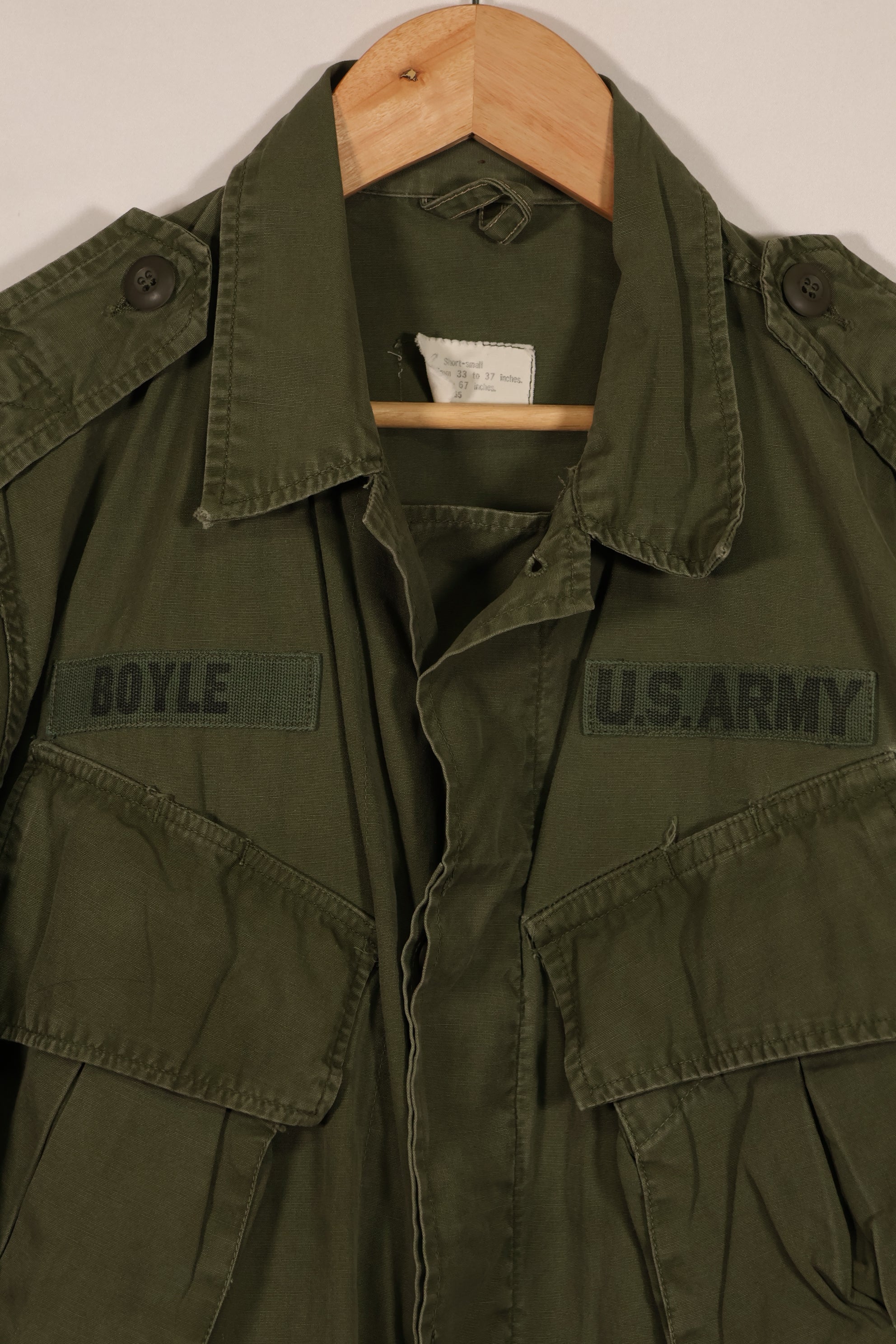 Real Japanese made FEC-39917 2nd Model Jungle Fatigue Jacket, 25th Infantry Division, with patch, used.