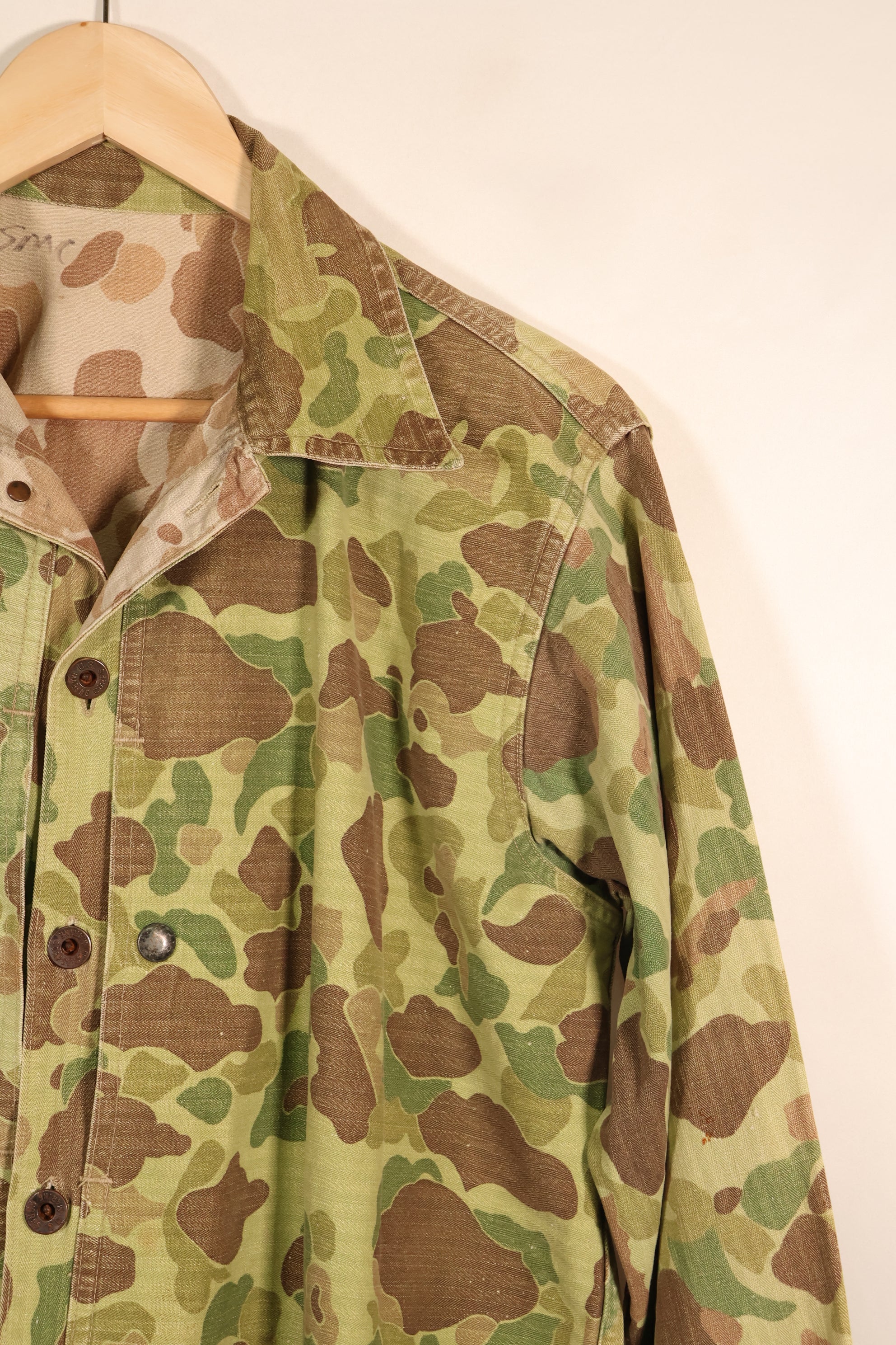 Early 1940s, Estimated Size 42, U.S. Marine Corps, Frogskin Camouflage, P-44 Jacket, Used