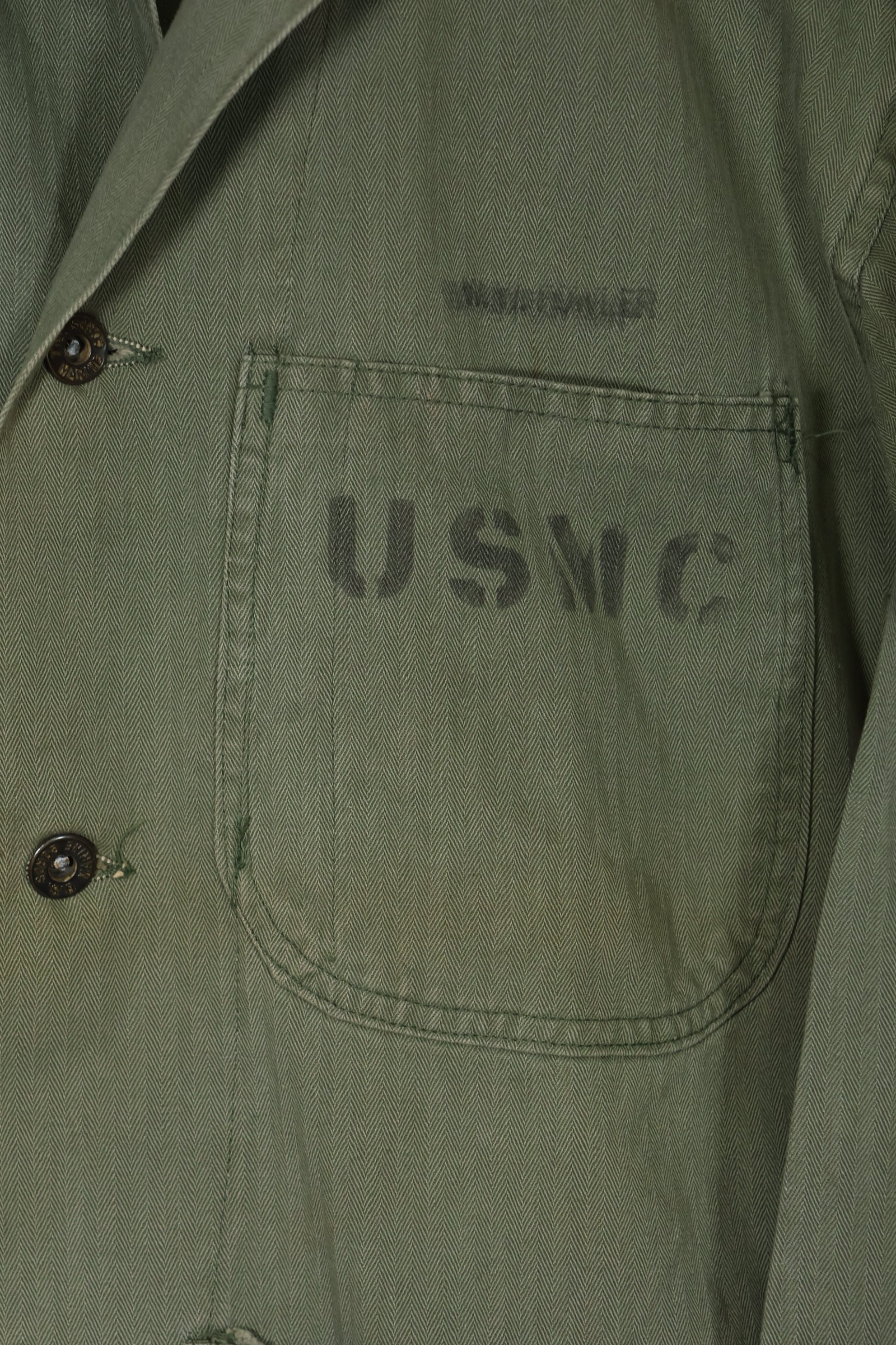 1940s U.S. Marine Corps USMC P-41 HBT Utility Uniform Jacket Used C