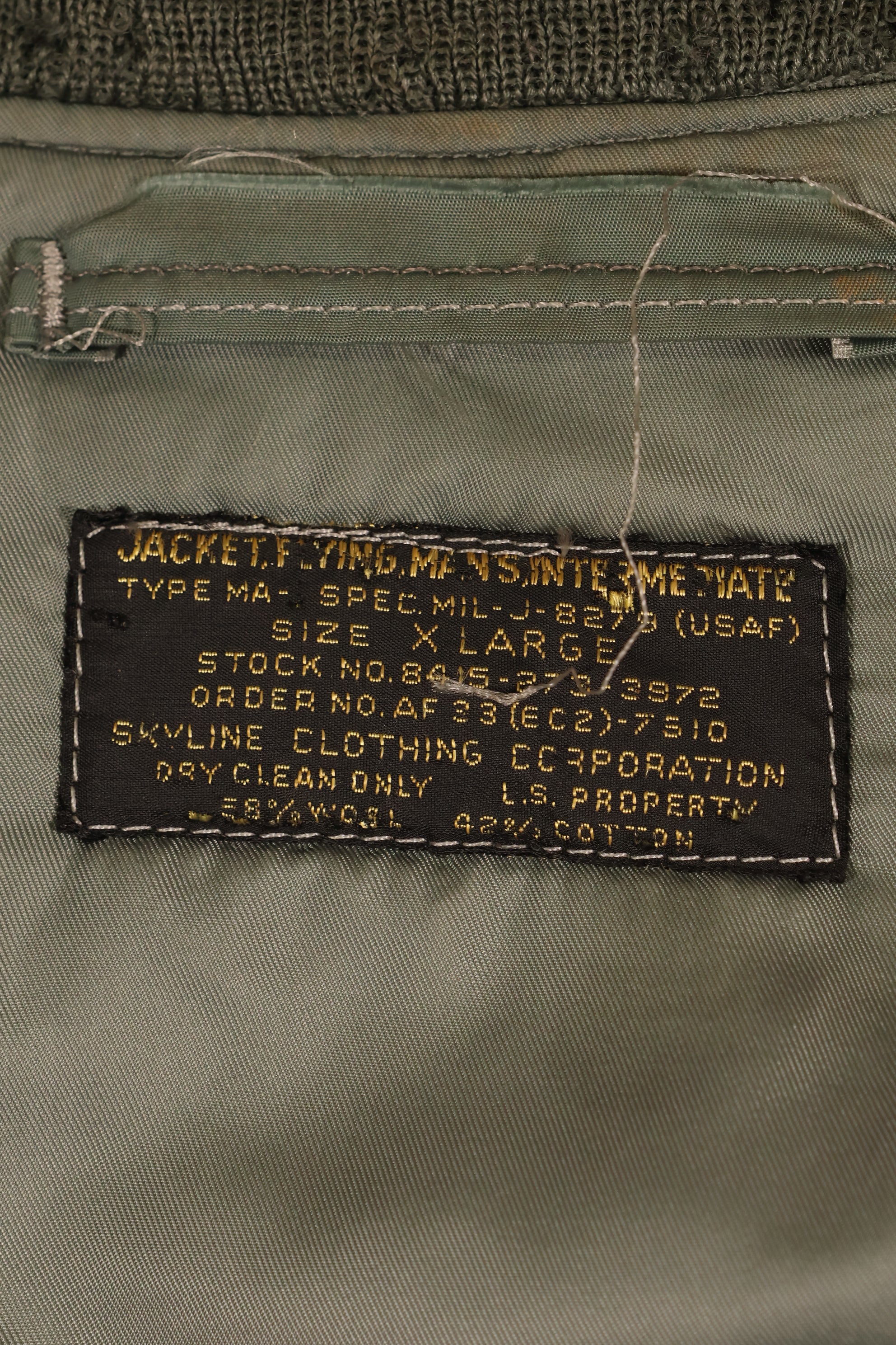 Early 1950s, X-LARGE, U.S. Air Force (USAF), MA-1, Early Model, Flight Jacket, Good Condition