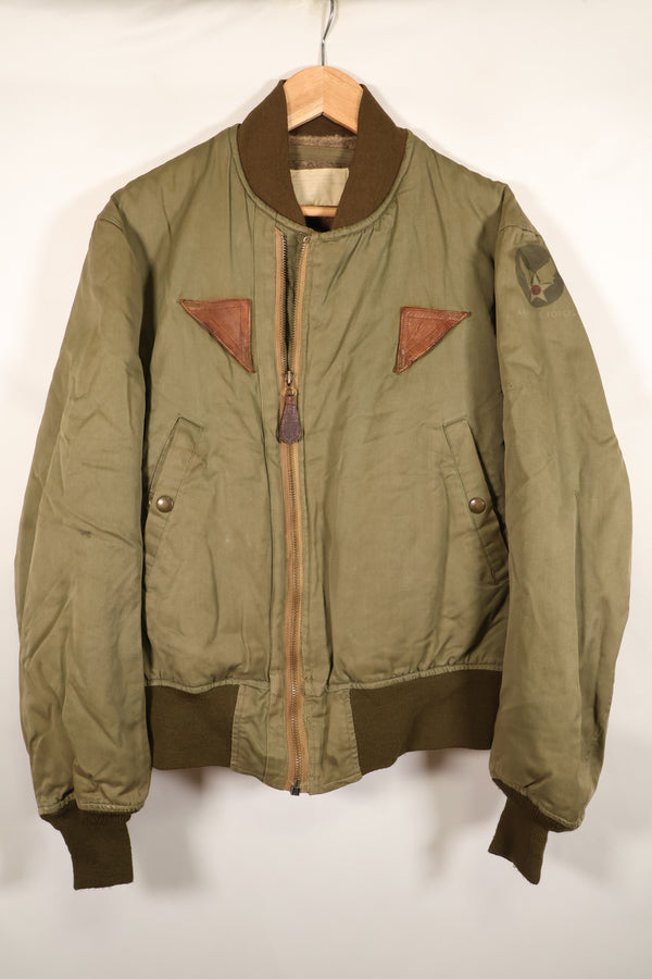 1940s, estimated age 38–40, U.S. Army Air Forces (USAAF) B-15A flight jacket, modified with shearling, used