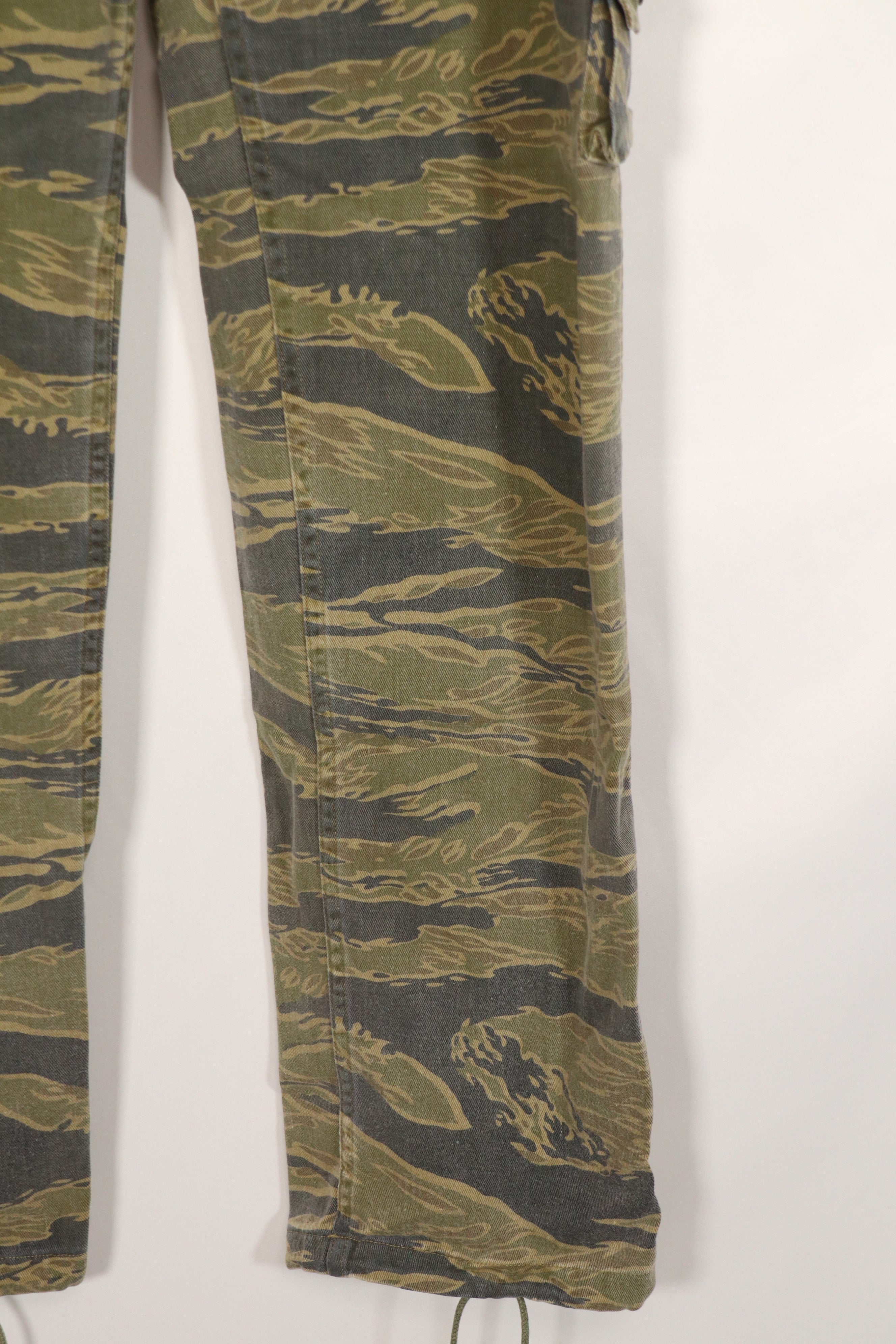 Replica Gold Tiger Stripe Pants made by MASH Osaka, US cut, faded, used.