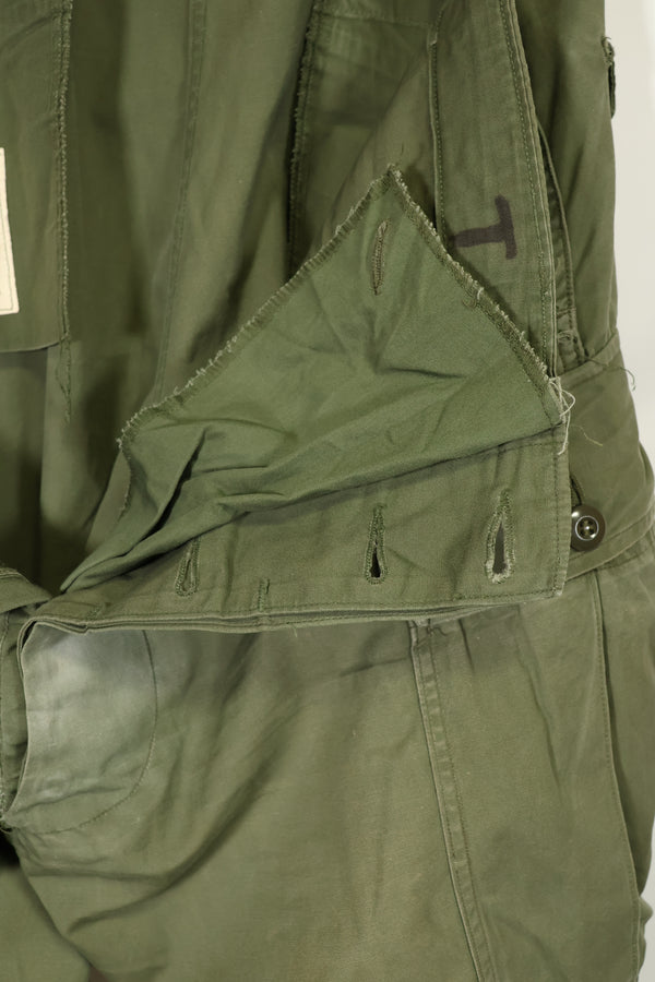 1964 Contract 1st Model Jungle Fatigue Pants, L-R, stained, repaired, used.