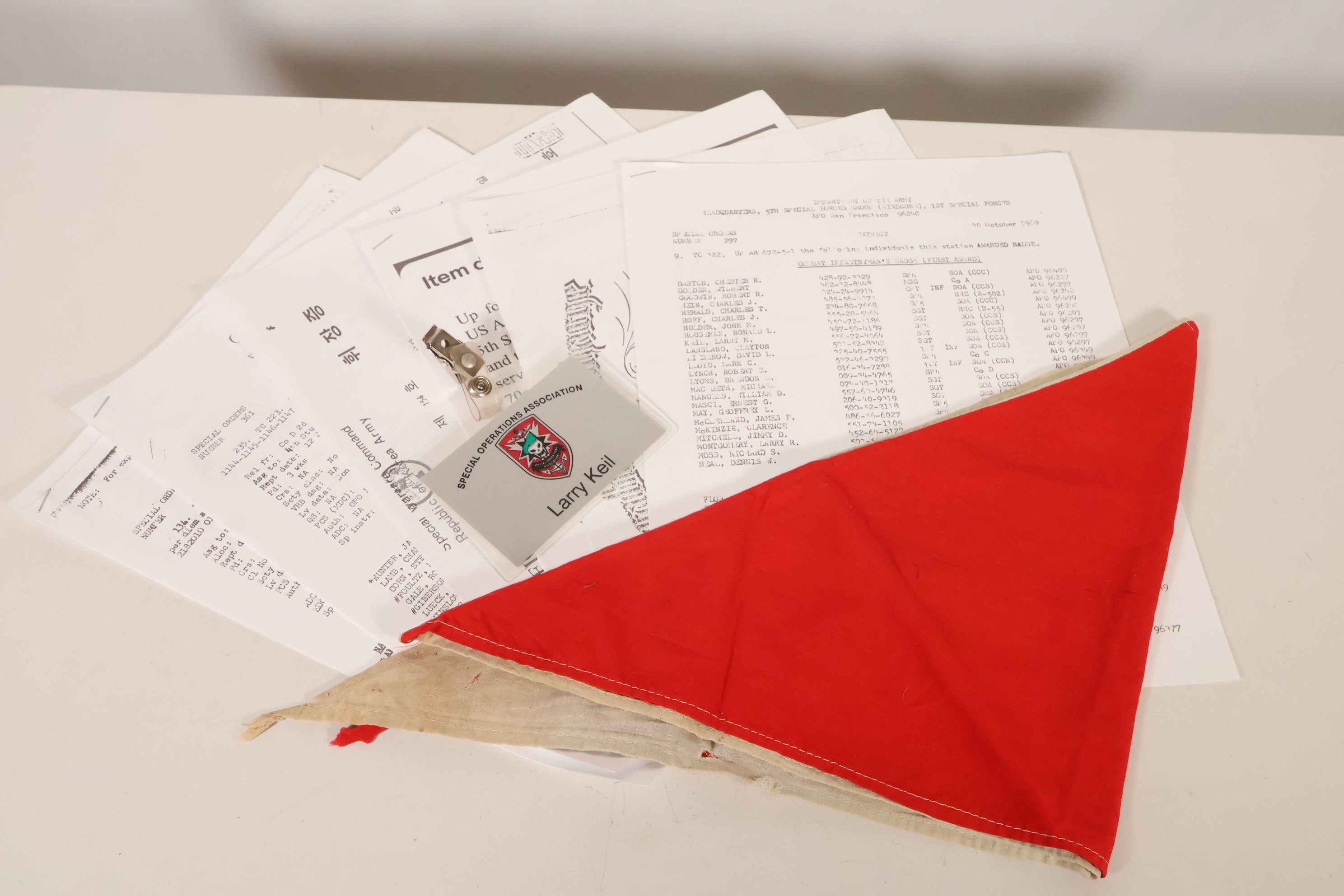1960's Former CCS MACV SOG Corps Member Scarf Document Flooping