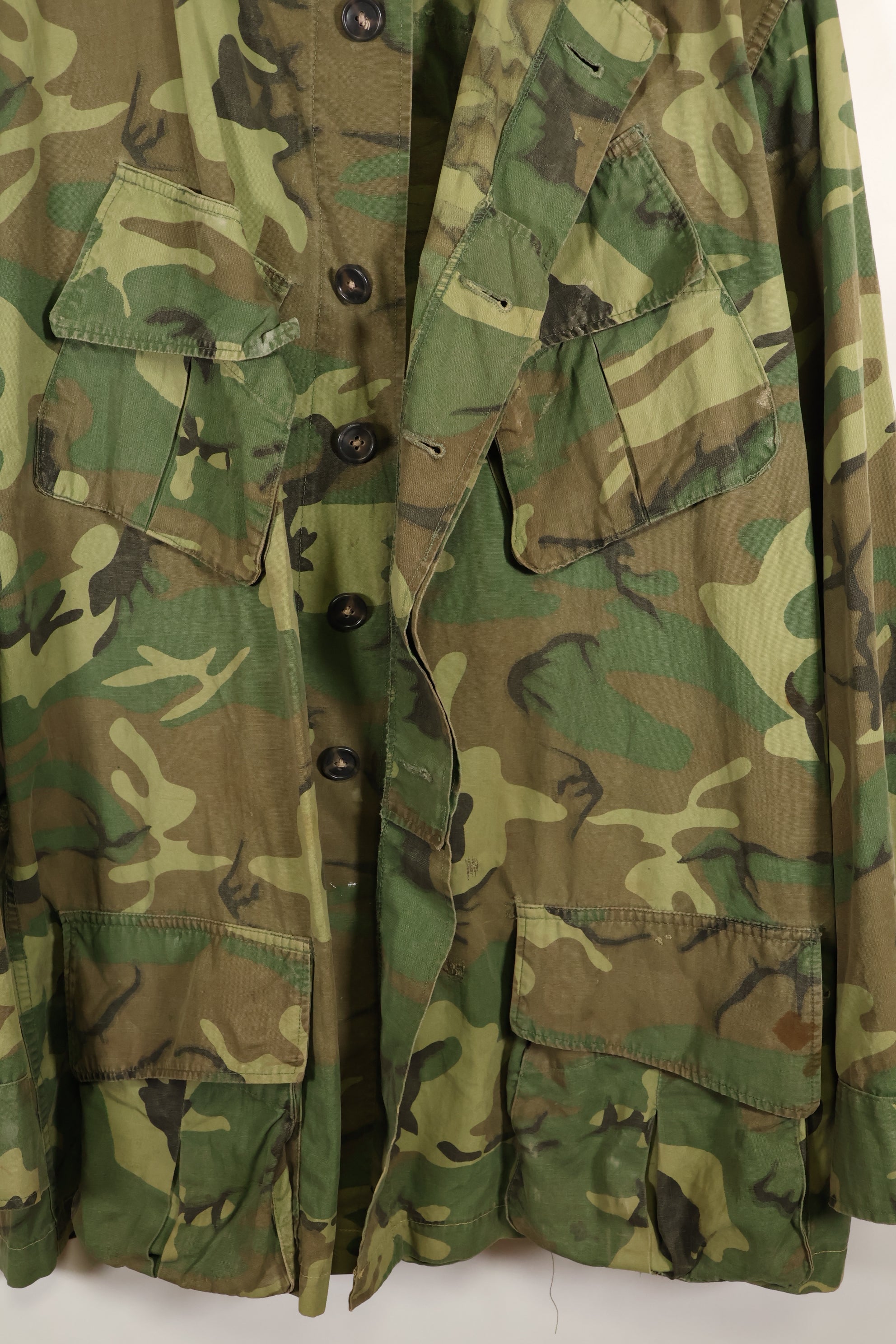 Circa 1966-67 X-L-R Non Ripstop Early Print ERDL Fatigue Jacket Used