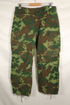 1969 Contract M-S Ripstop ERDL Camouflage Jungle Fatigue Pants, faded, used.