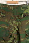 1969 Contract M-S Ripstop ERDL Camouflage Jungle Fatigue Pants, faded, used.