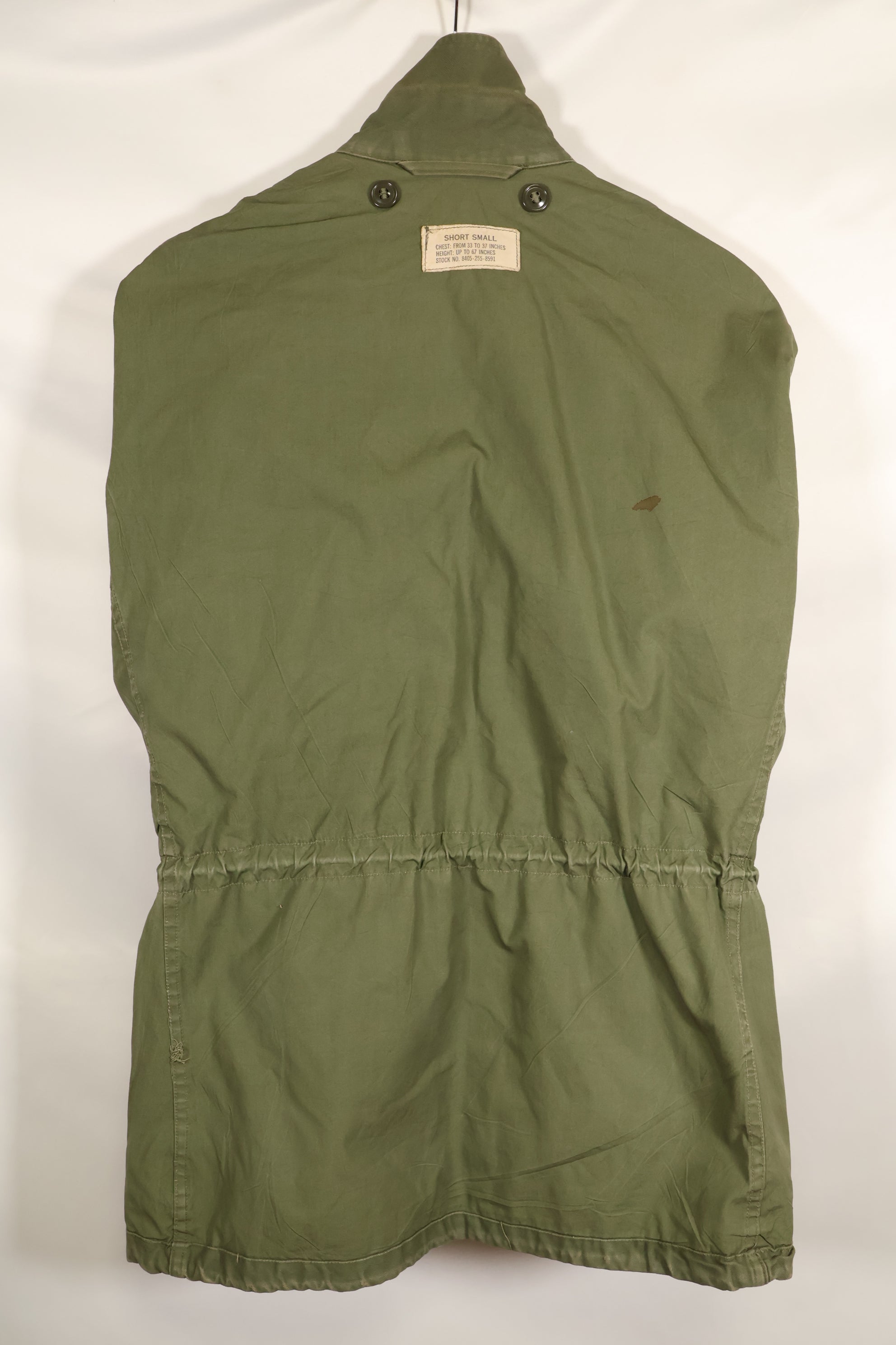 1960 Contract S-S U.S. Army M51 Field Jacket, stained, used.