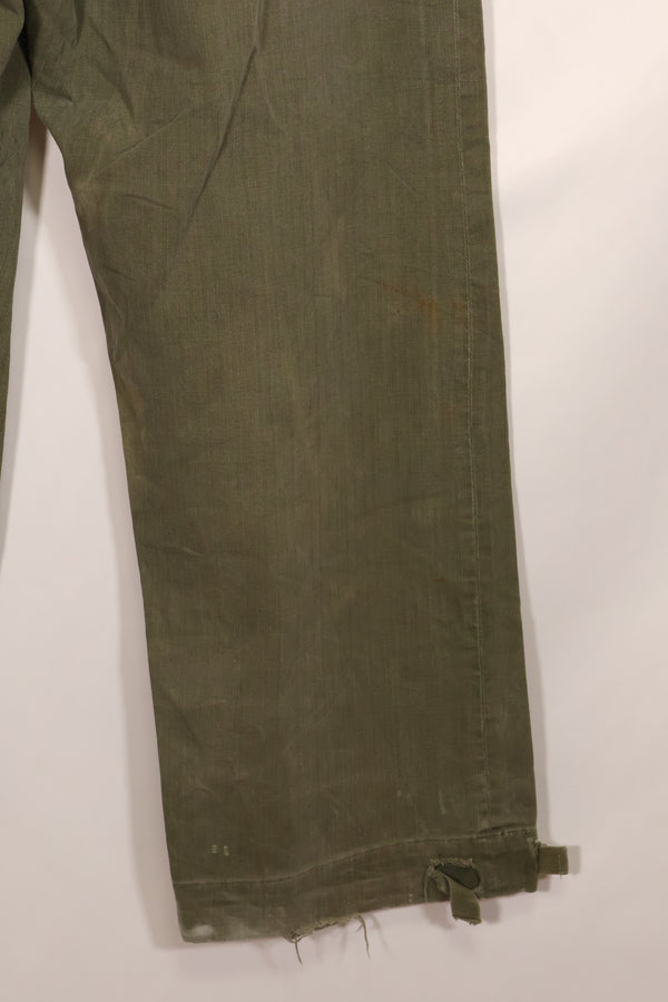 Real 1940s WWII US made British Army HBT jungle trousers, used.