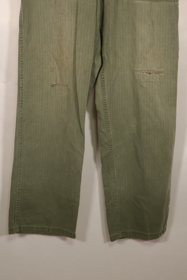 Real WWII 1940s USMC P42 HBT Pants, US Marine Corps, used.