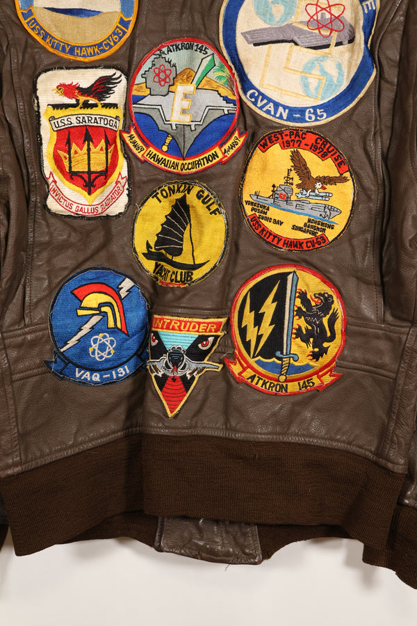 1977 Contract US Navy G-1 Flight Jacket with patches, size 40, good condition.