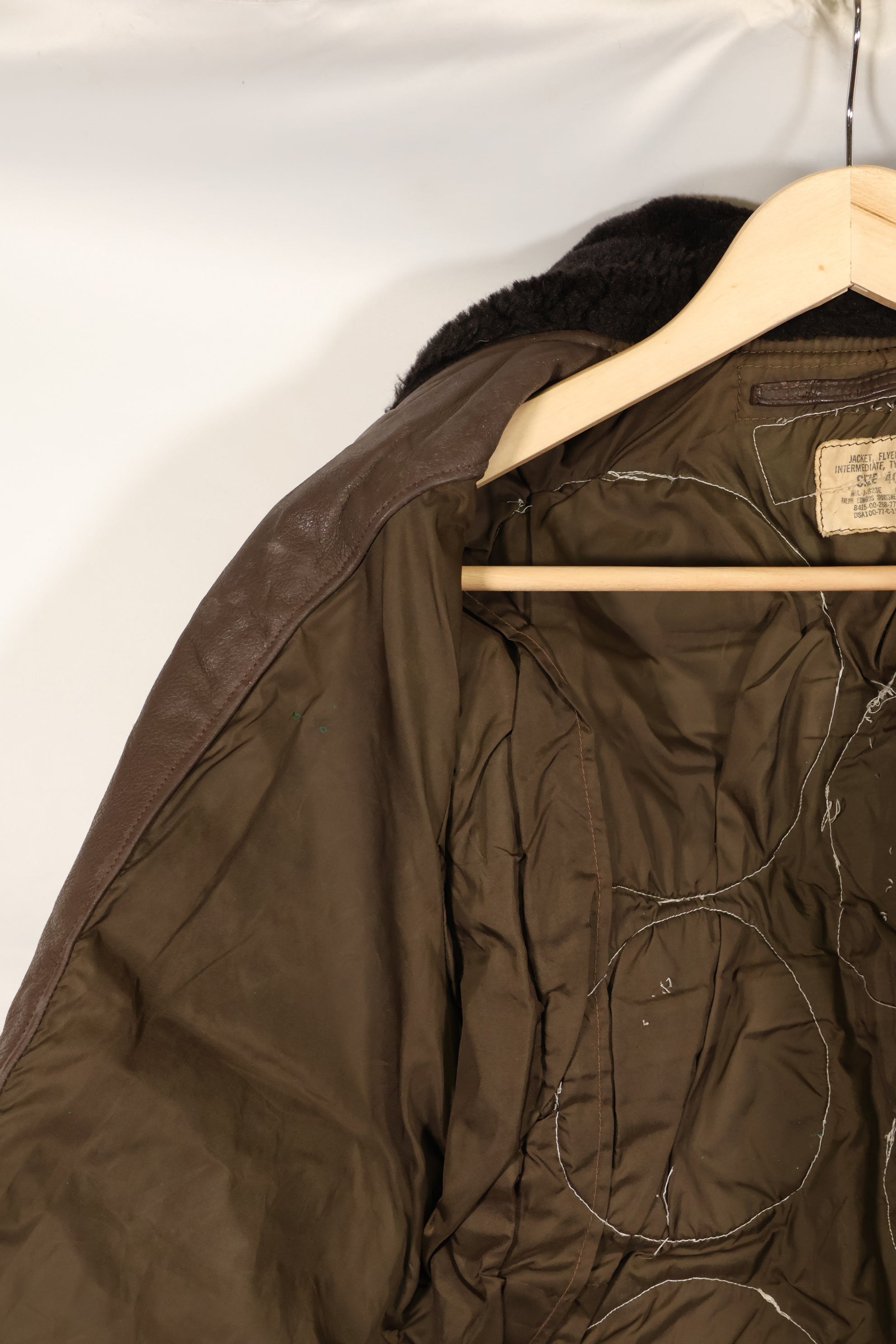 1977 Contract US Navy G-1 Flight Jacket with patches, size 40, good condition.