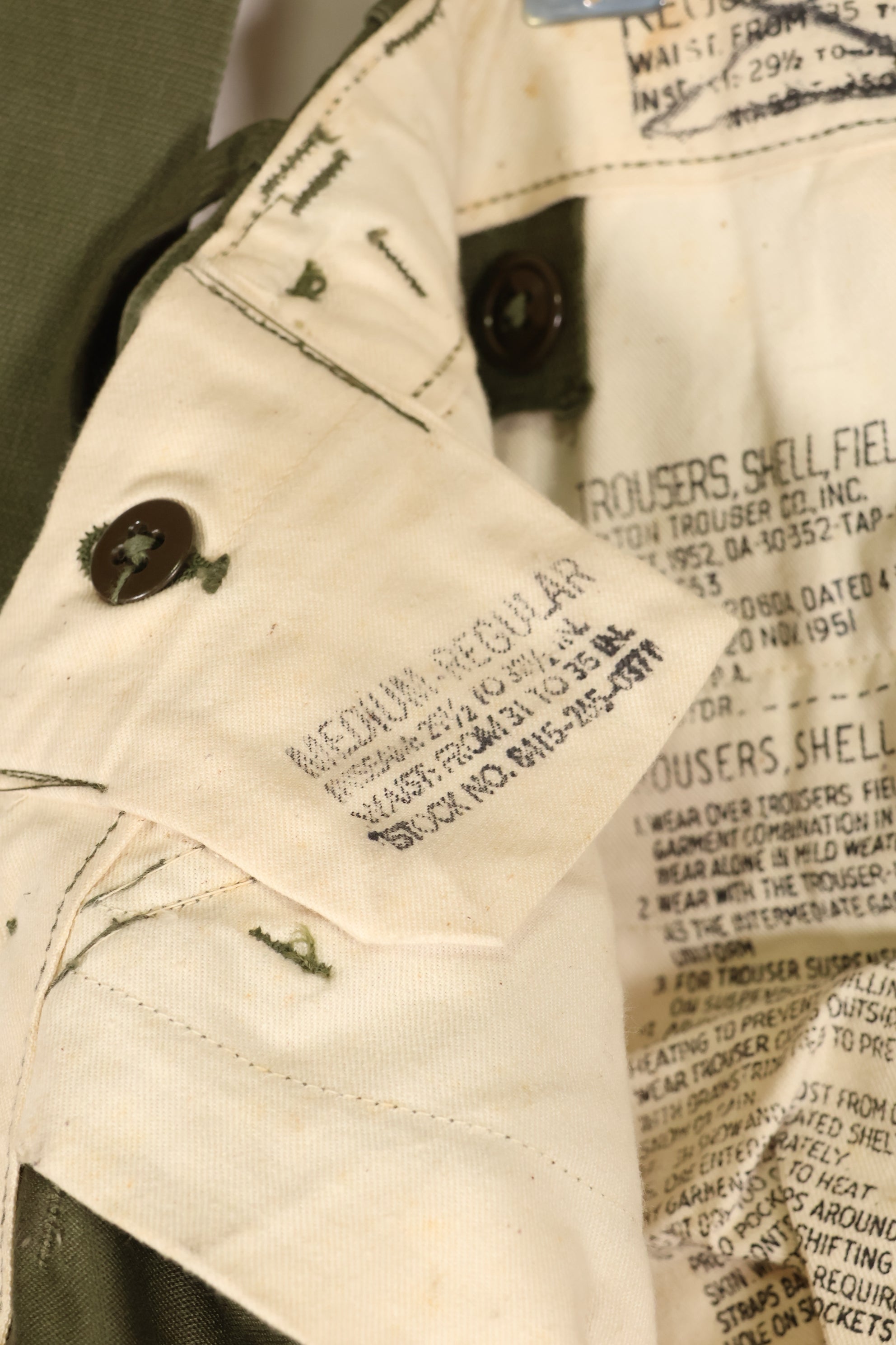 1951 Contract L-R M51 Cotton Field Pants with suspenders, used.