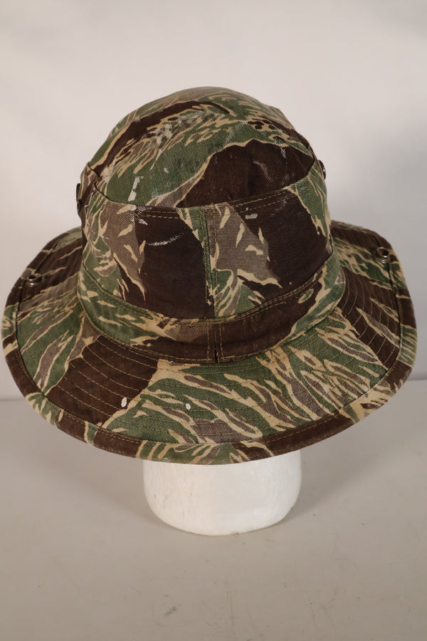 1960's Okinawa Tiger Pattern, Tiger Stripe, Boonie, Used with alterations
